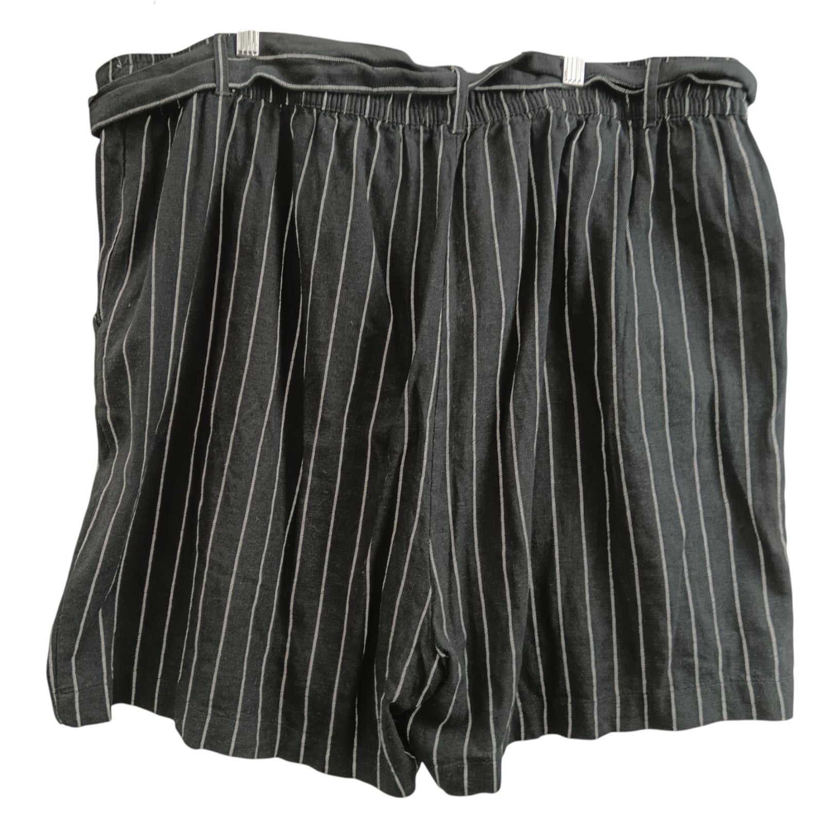 Bac image for George Black Striped Linen Mix Ladies Shorts UK 22 Womenswear | Pre-loved