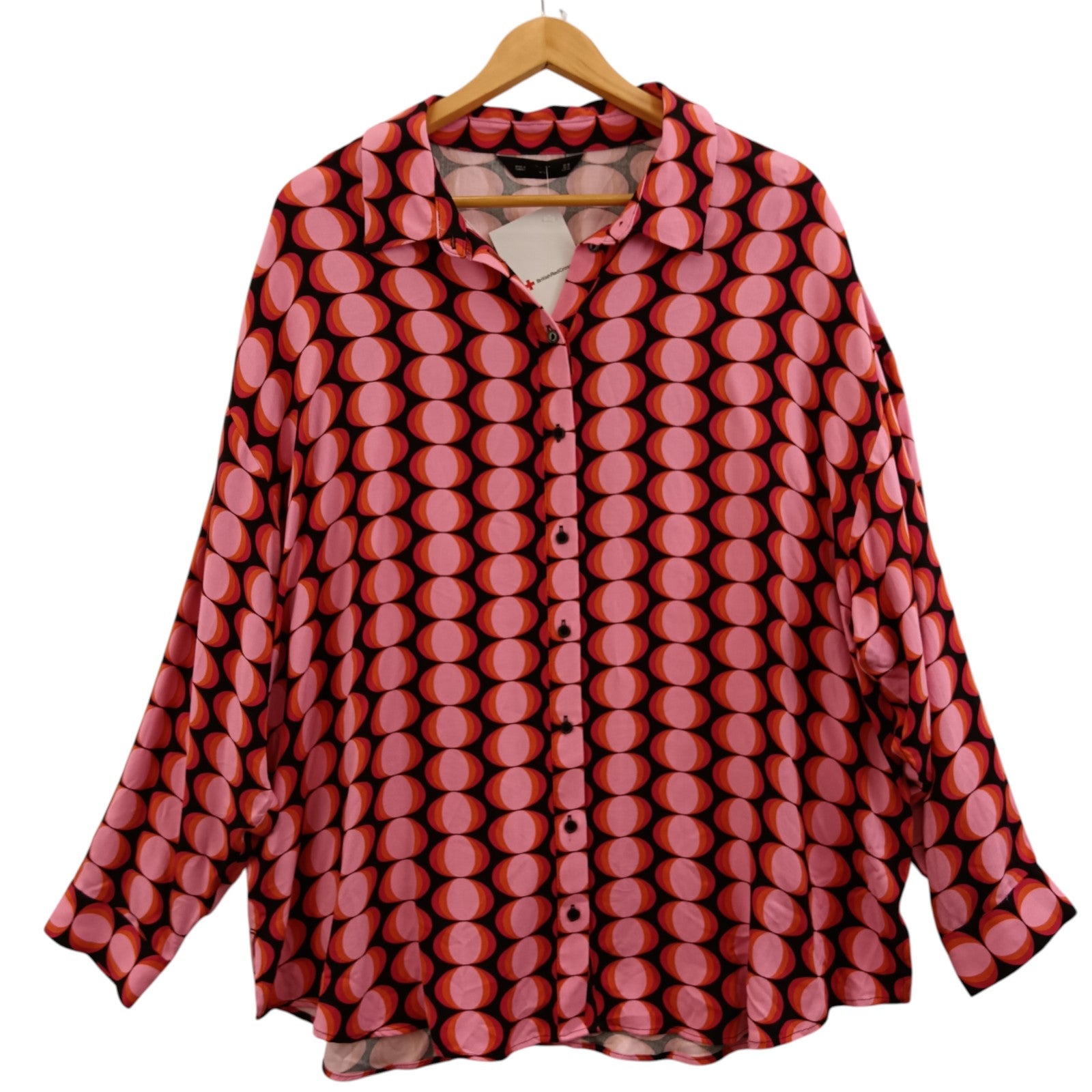 Front image for F&F Abstract Print Pink Black Buttoned Ladies Shirt UK 18 Womenswear | Pre-loved