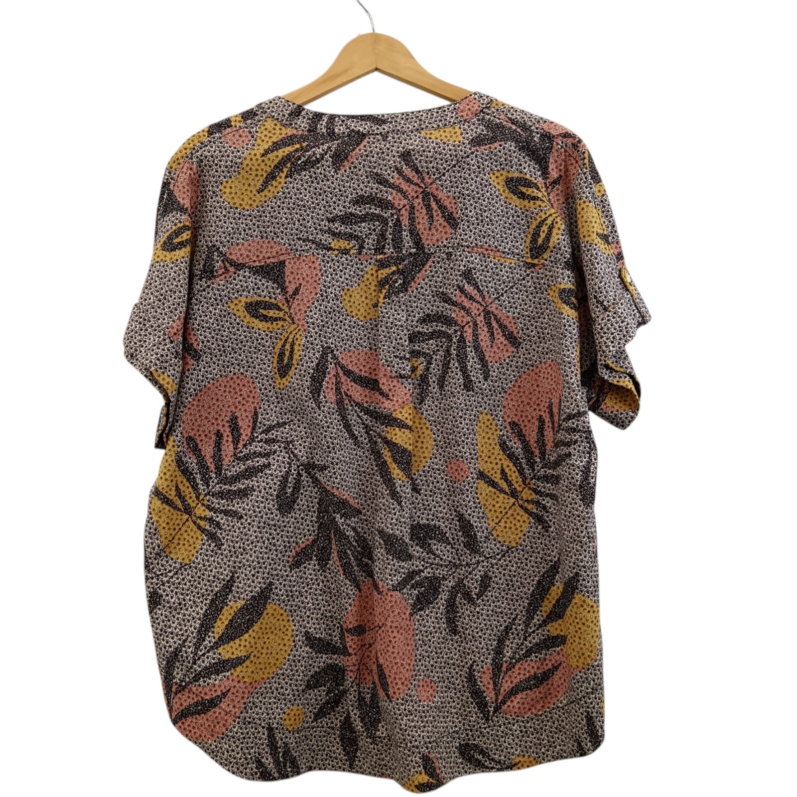 Back image for Isle Collection Ladies Dusky Pink & Yellow Botanical Blouse UK 22 Womenswear | Pre-loved