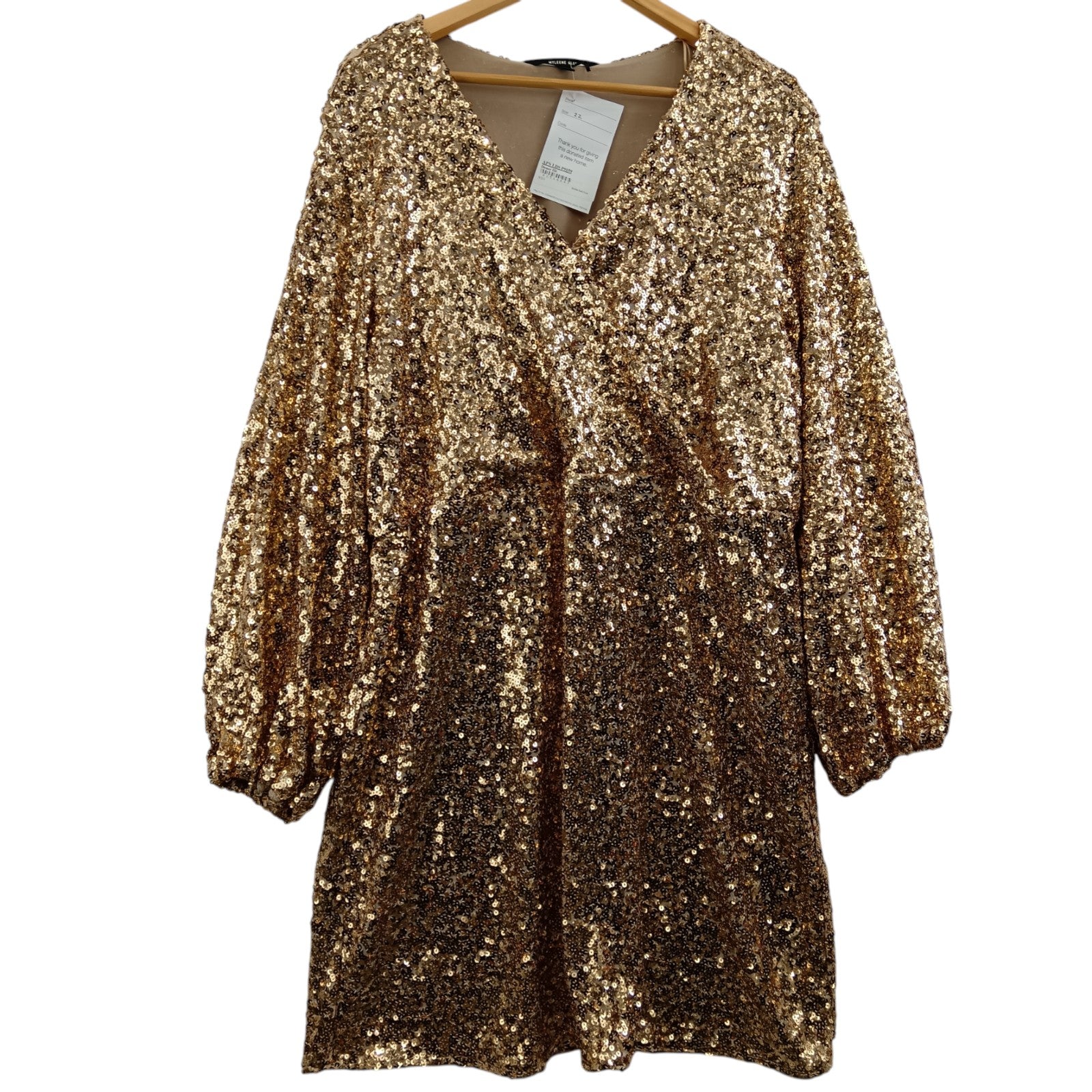 Front image for Myleene Klass Gold Short Dress UK 22 Womenswear | Pre-loved