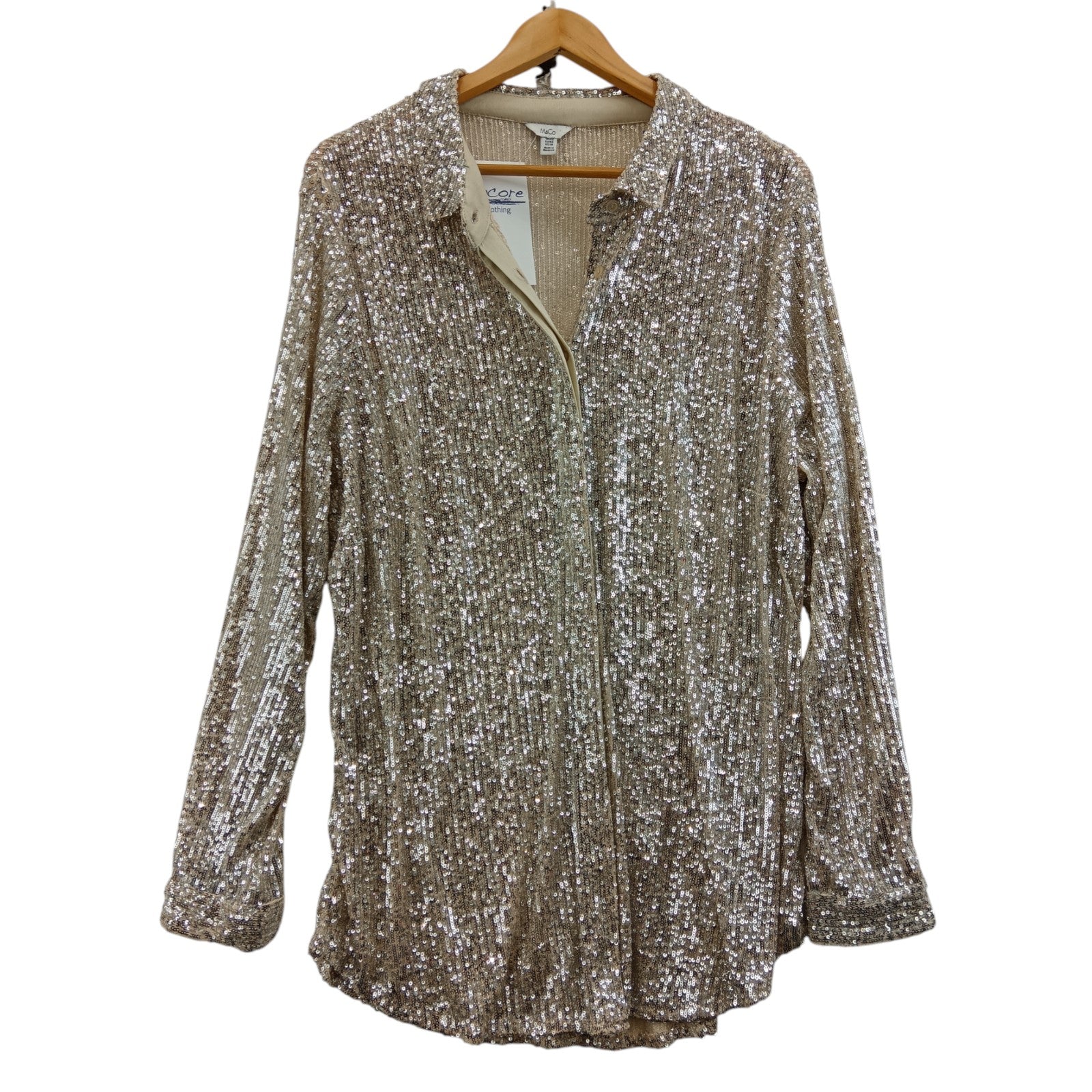 Front image for M&Co Beige With Silver Sequins Blouse UK 22 Womenswear | Pre-loved