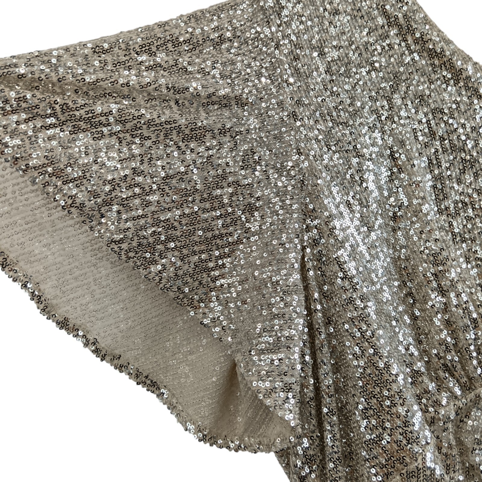 Close up sleeve image for Live Unlimited Beige With Silver Sequins Midi Dress UK 22 Womenswear | Pre-loved