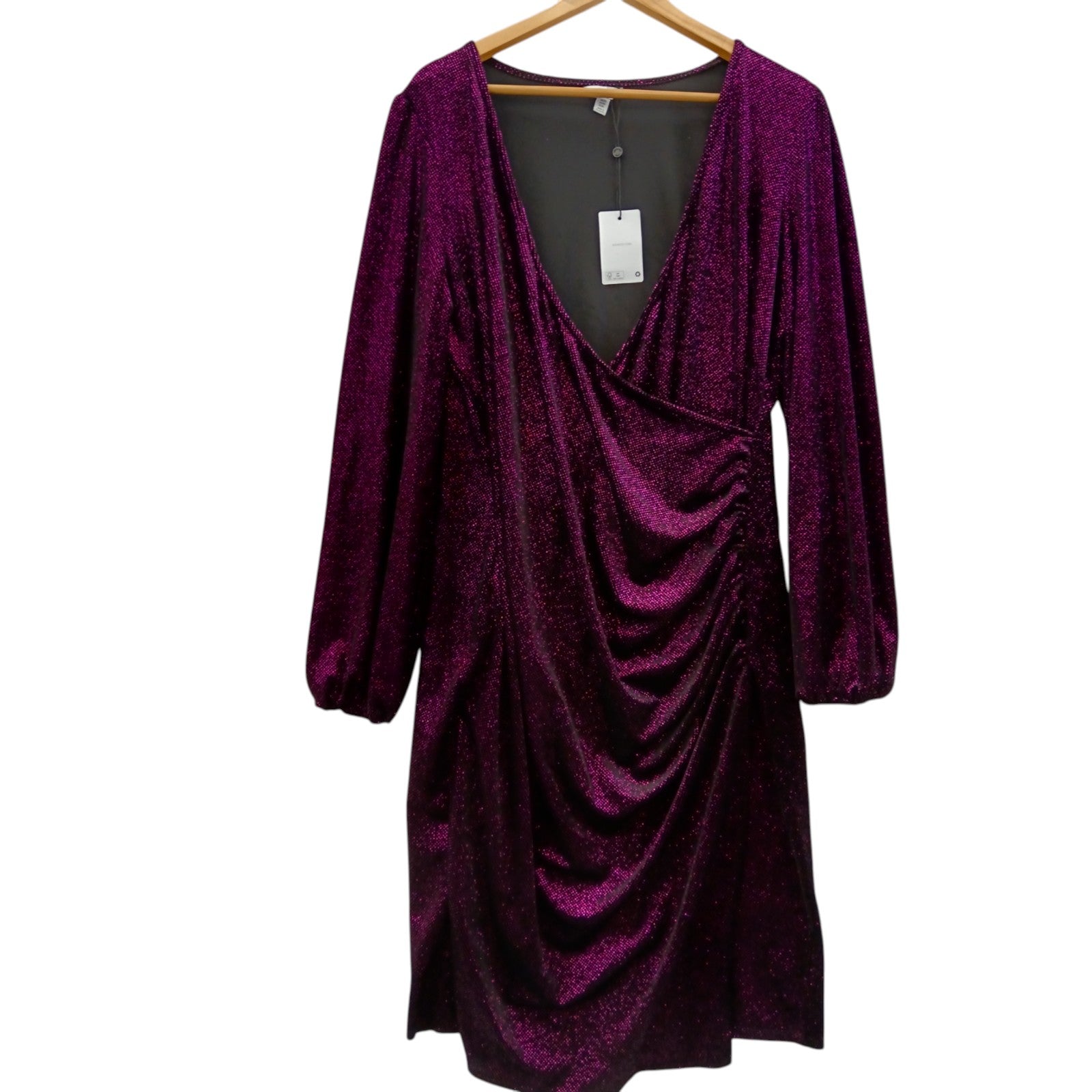 Front image for M&Co Black Pink Glitter Midi Dress UK 20 Yours - Tags on- Womenswear | Pre-loved