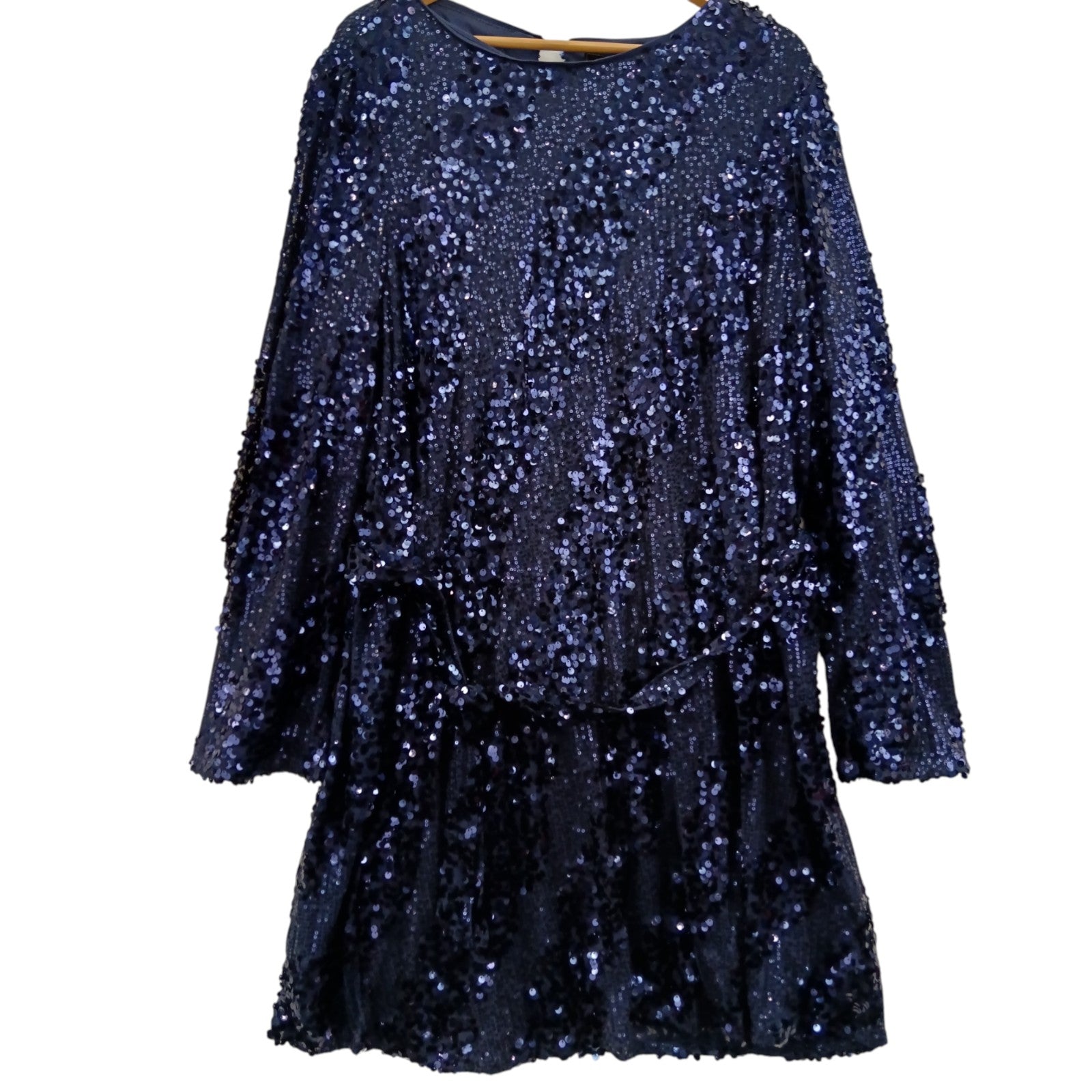 Front image for Lipsy London Navy Blue Sequined Dress UK 22 Womenswear | Pre-loved
