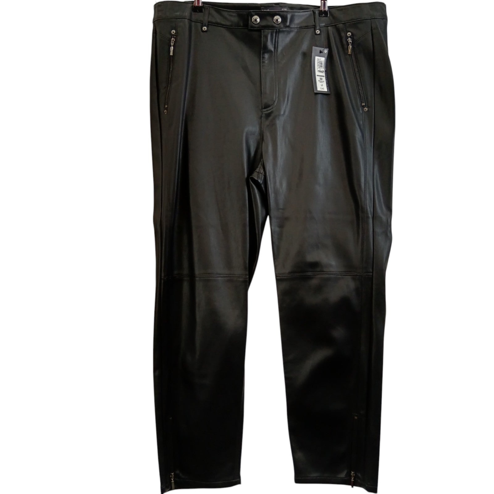 Front image for M&S Black Coated Trousers UK 22 -Tags On- Womenswear | Pre-loved