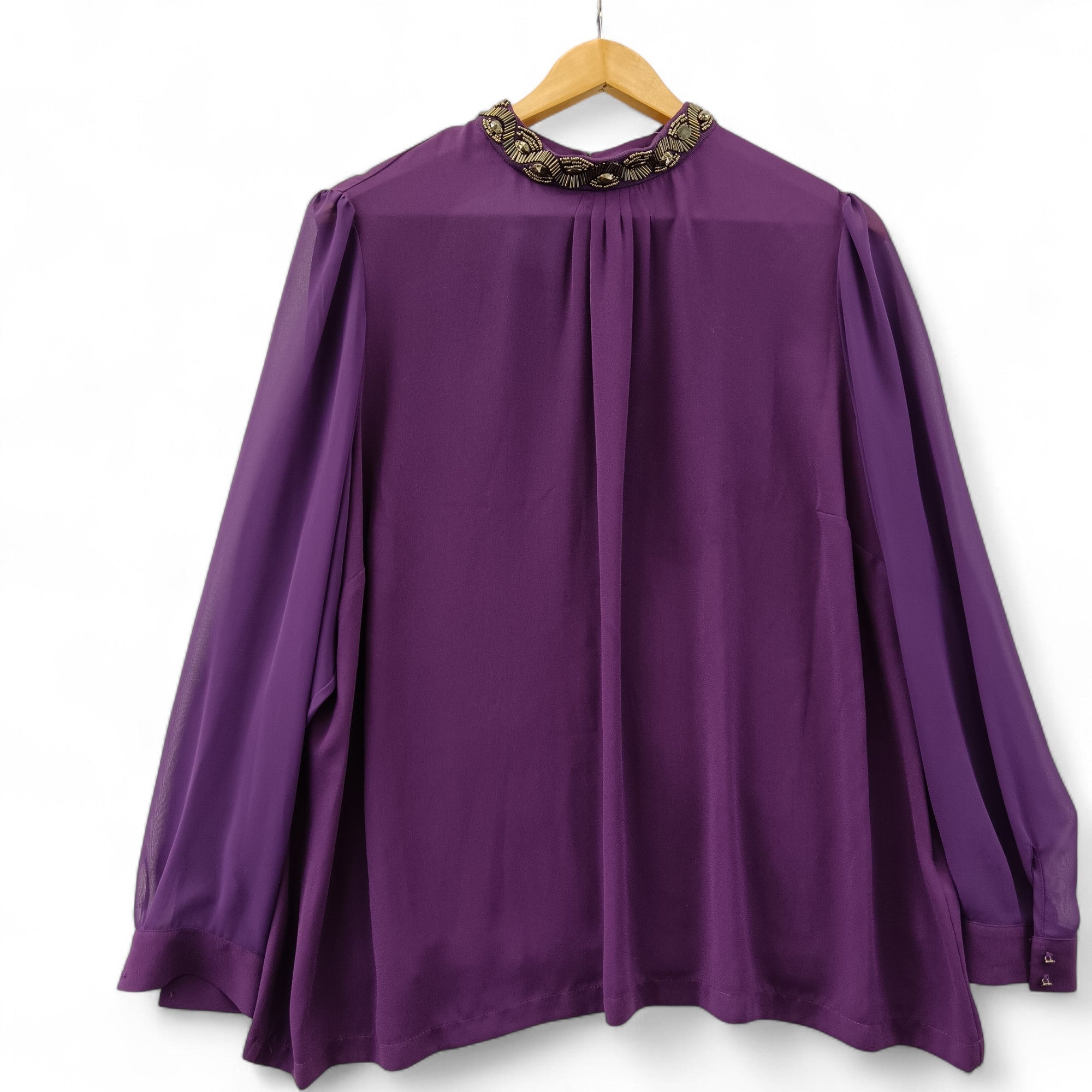 Front image for M&S Purple sleeved top Women's UK 22
