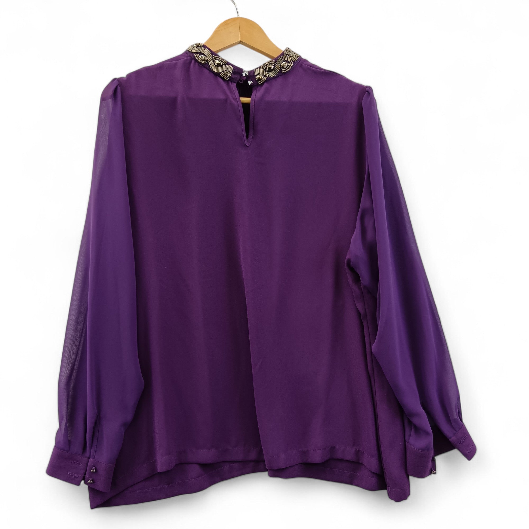 Back image for M&S Purple sleeved top Women's UK 22