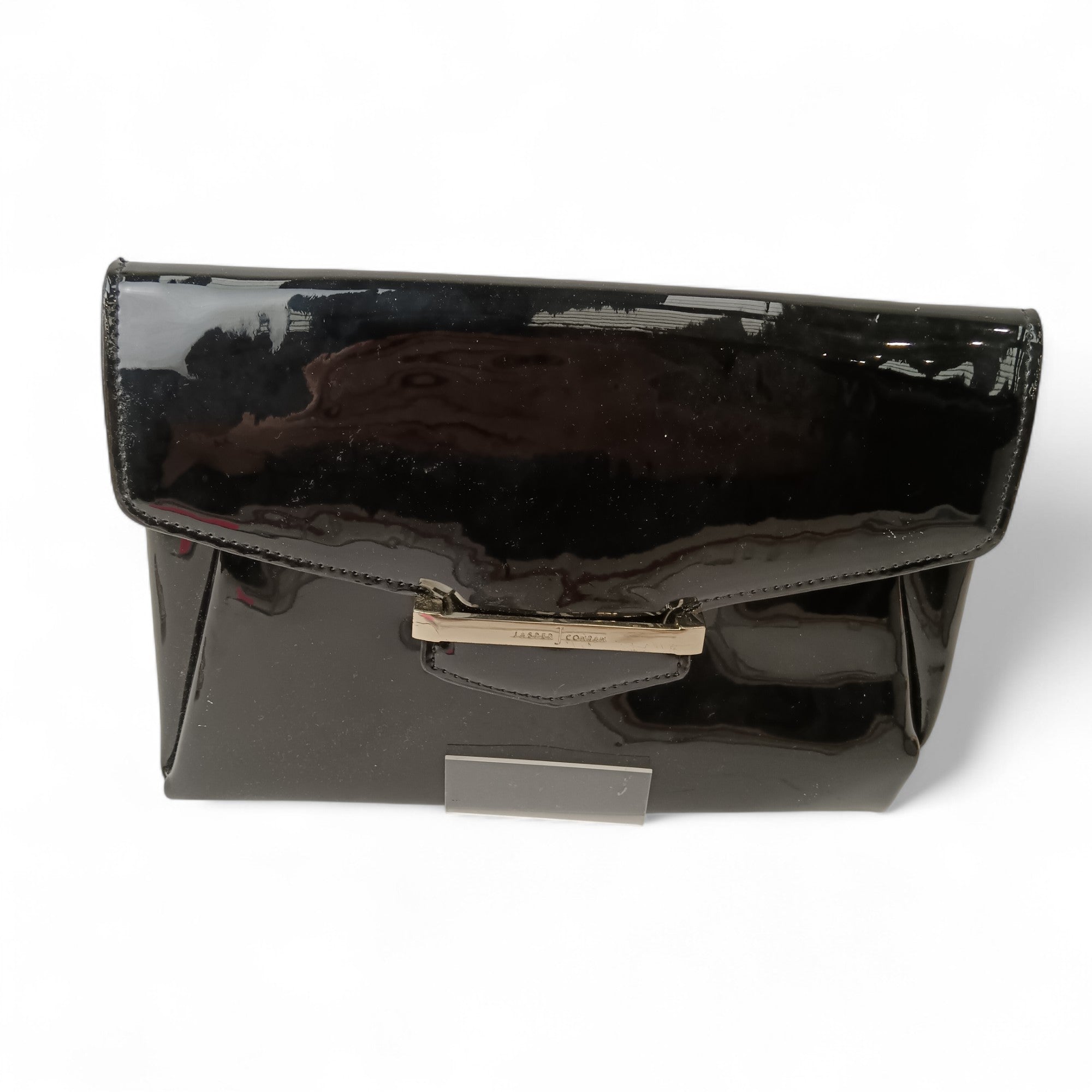 Front image for Jasper Conran Black Patent Clutch Bag- Womenswear | Pre-loved