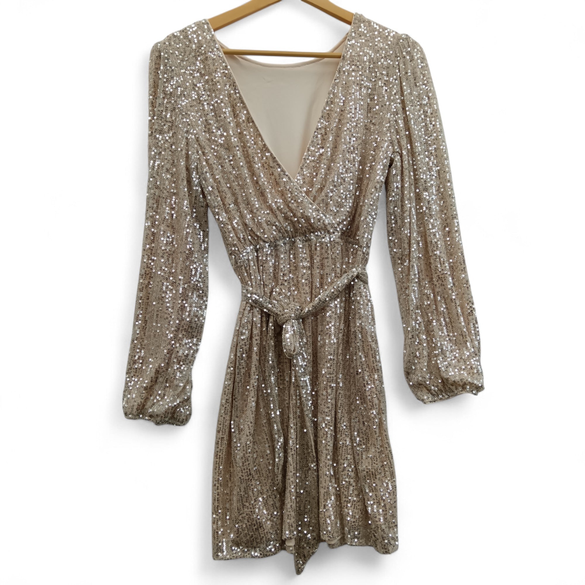 Font image for Apricot Sequins Lines Low Back Dress UK 8- Tags On- Womenswear | Pre-loved