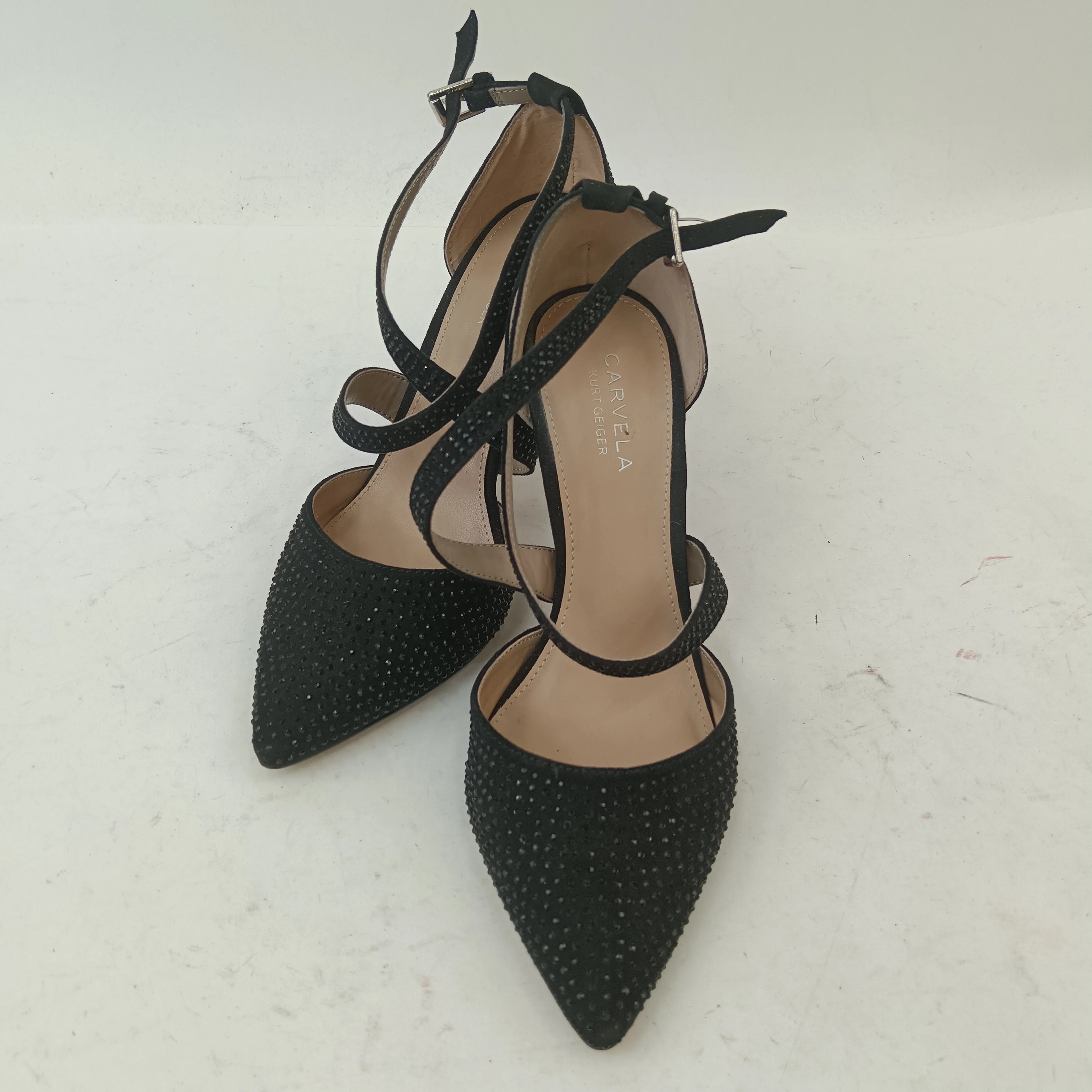 Front image for Carvela by Kurt Geiger Black Diamante Heels UK 4 Womenswear | Pre-loved