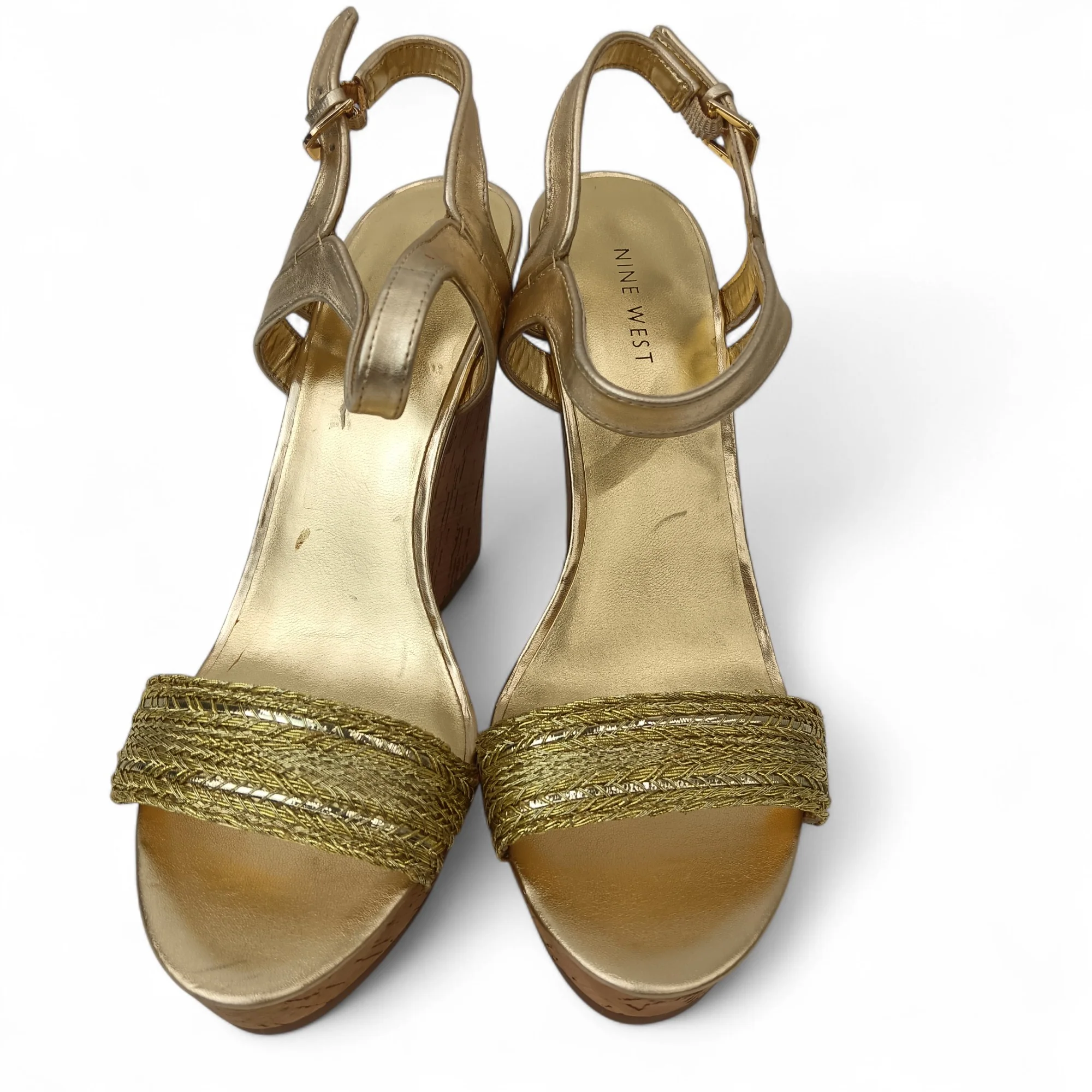 Front image for Nine West Gold Summer Platform Wedge Sandals UK 7- Tags On- Womenswear | Pre-loved