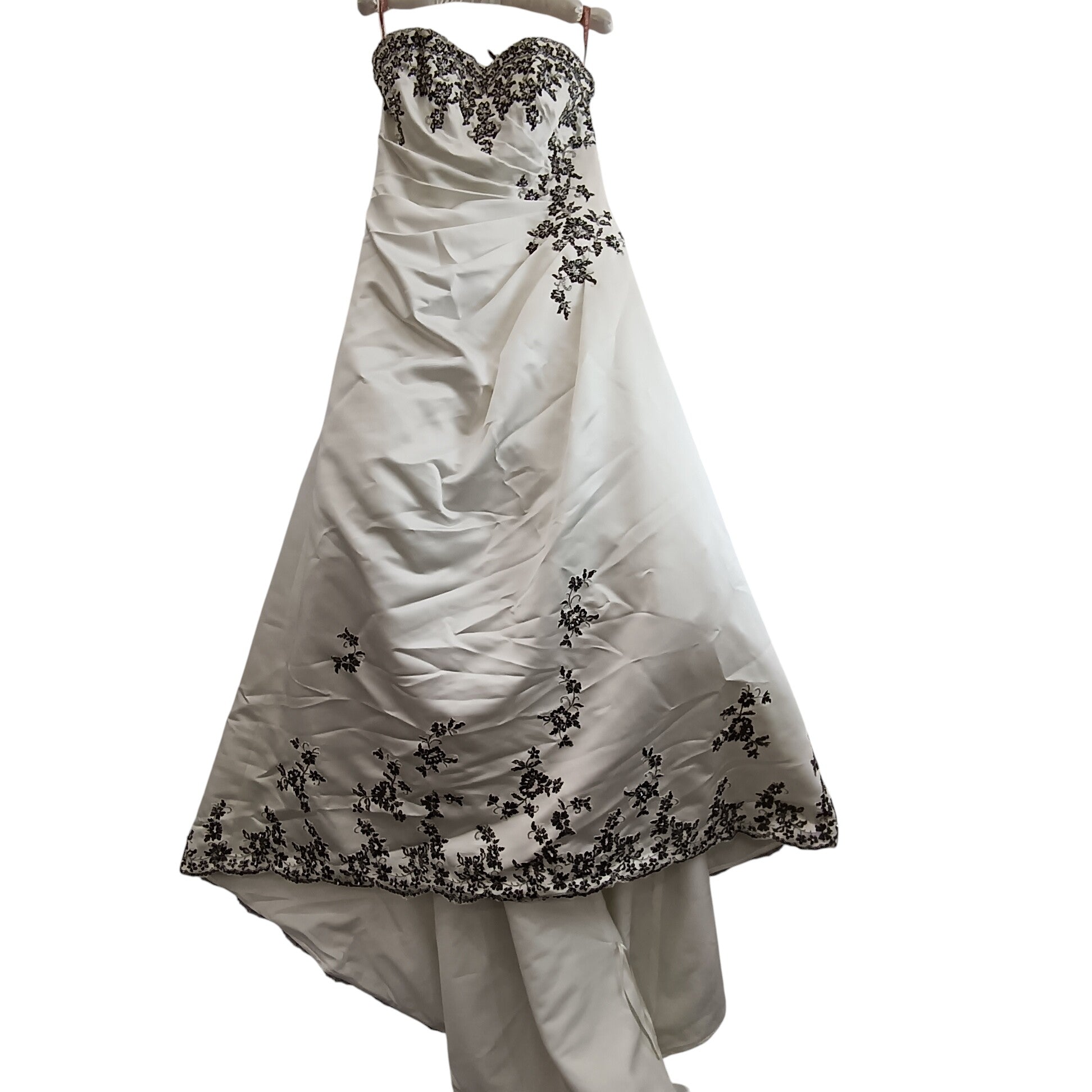 Front image for Ivory With Black Embellishment Striped Wedding Dress UK 12-  Womenswear | Pre-loved