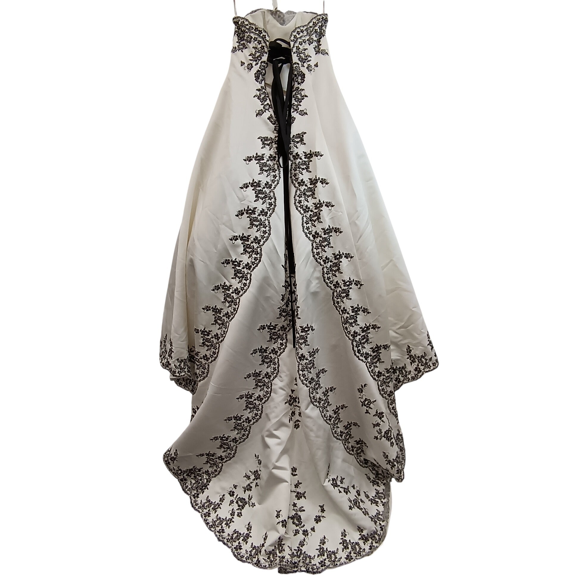 Back image for Ivory With Black Embellishment Striped Wedding Dress UK 12-  Womenswear | Pre-loved