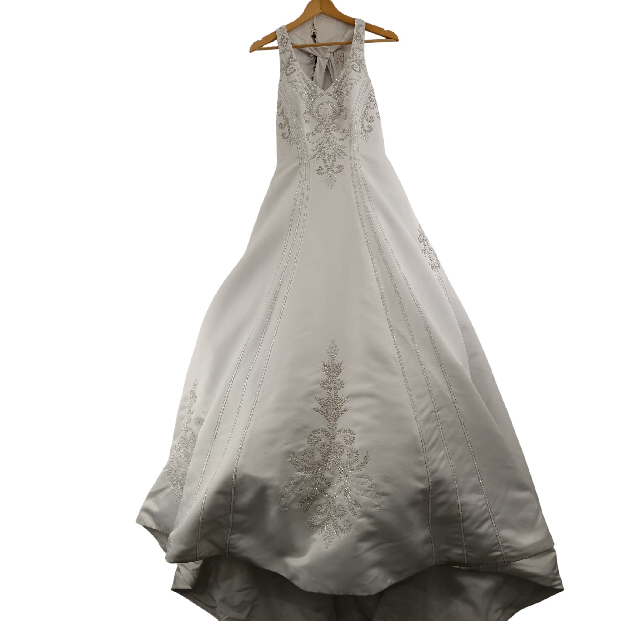 Front image for Signature Beautiful Embellished White Satin Wedding Dress UK 12  Womenswear | Pre-loved