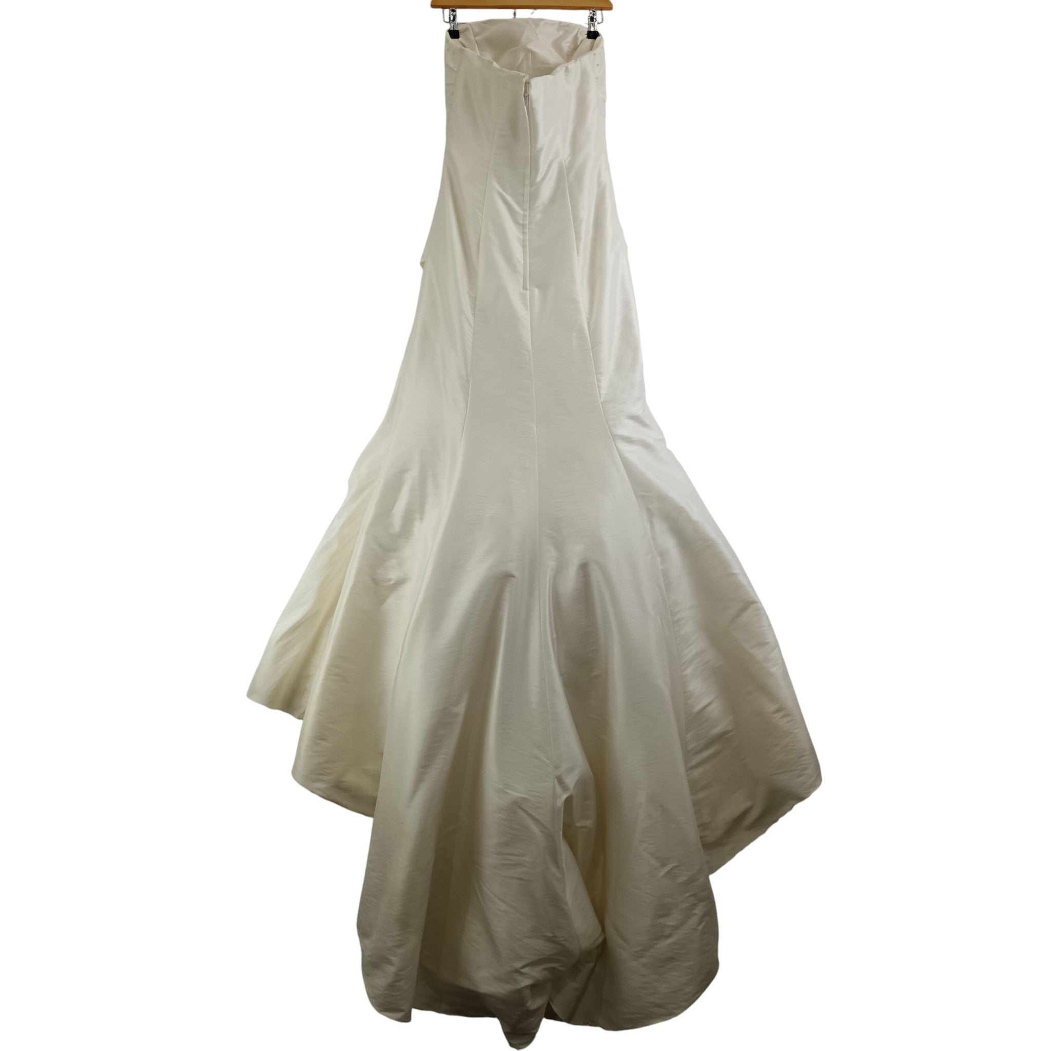 Back image for Ivory Satin Wedding Hi-low Draped Dress Strapless UK 12  Womenswear | Pre-loved