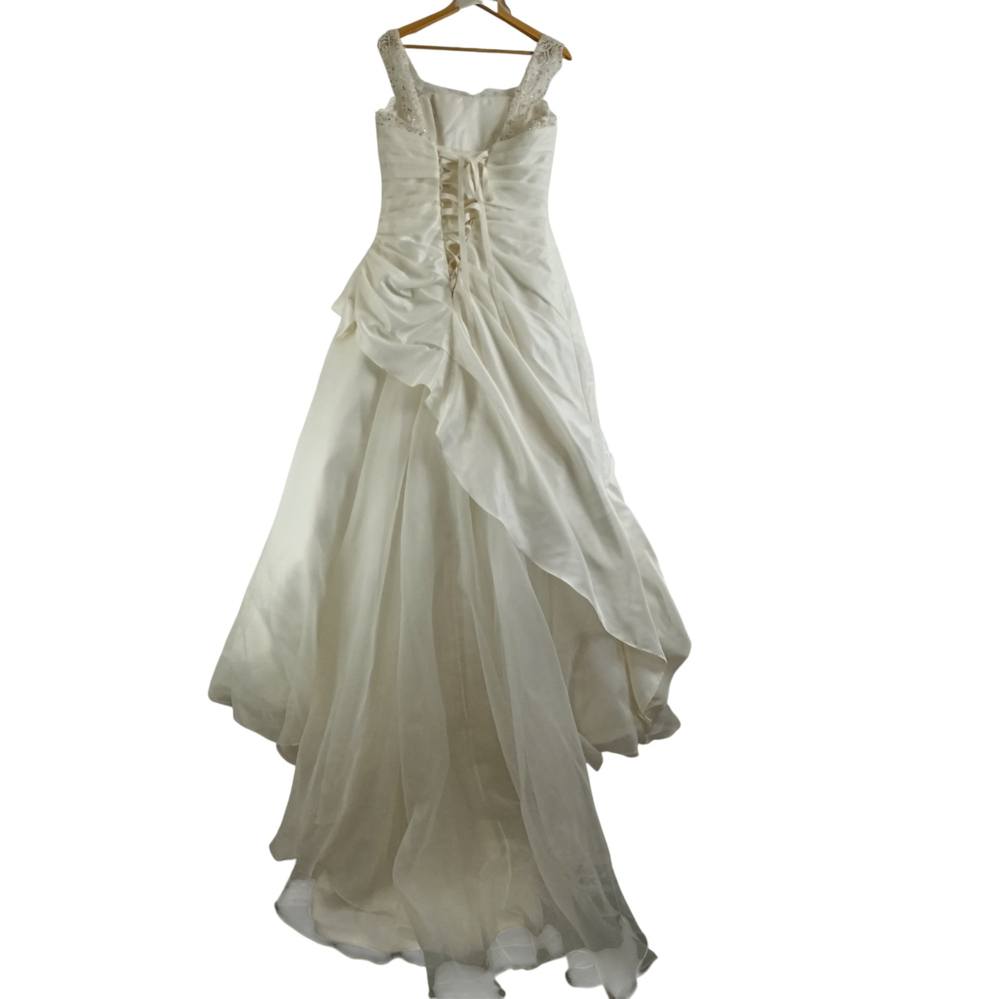 Back image for Trudy Lee Ivory Satin Wedding Dress Embellished Straps  UK 16-  Womenswear | Pre-loved