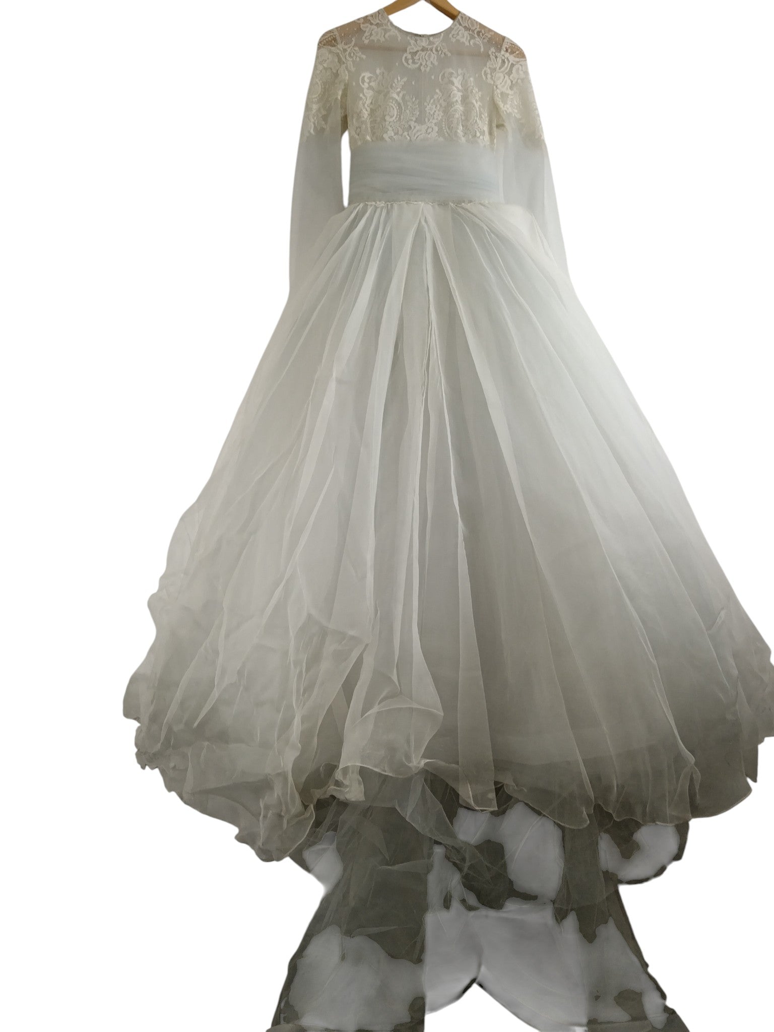 Front image for Di Gio Italian Wedding Hi-Low Dress Sleeved  UK 8 -10 Womenswear | Pre-loved