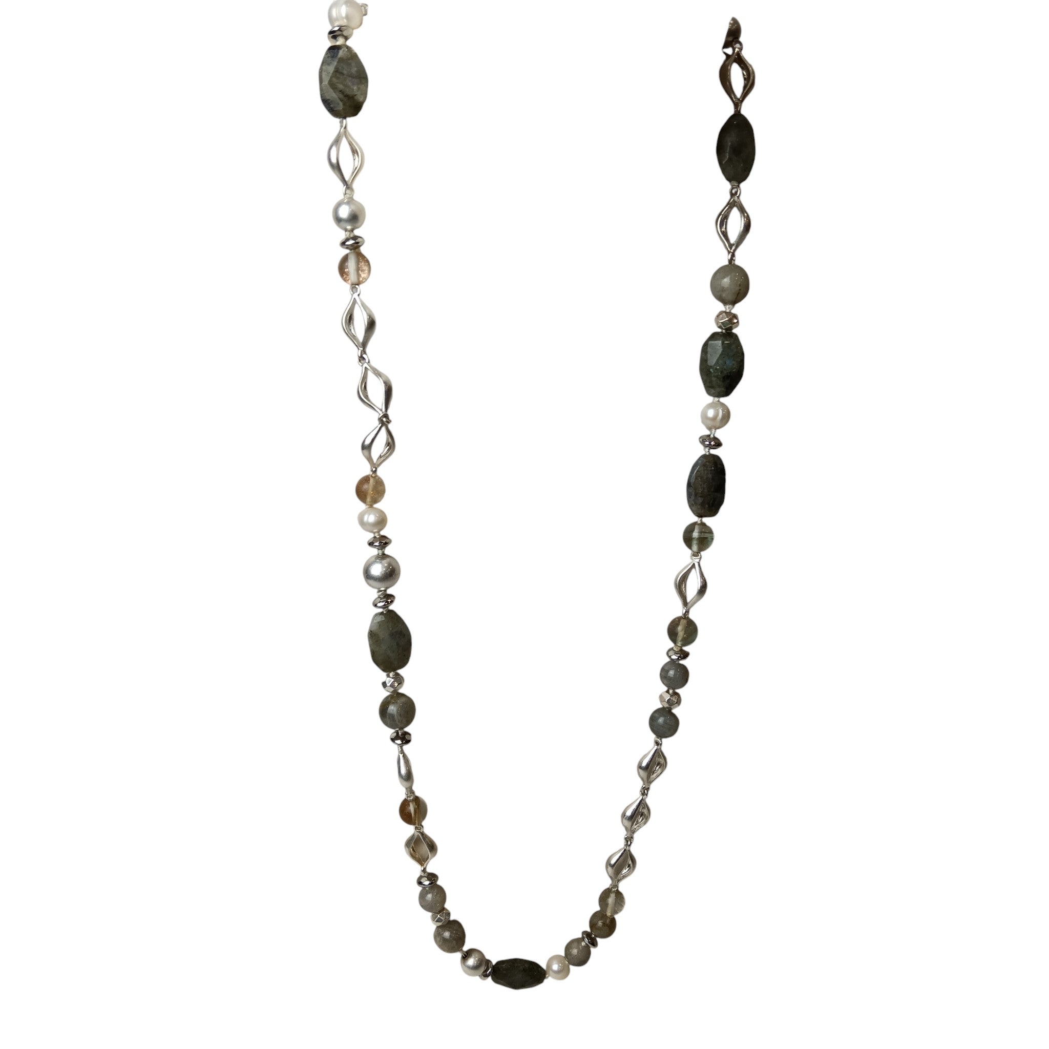 Main image for Stella & Dot Multi Beaded Silver Metal Necklace Boxed- Not Worn - Womenswear | Preloved