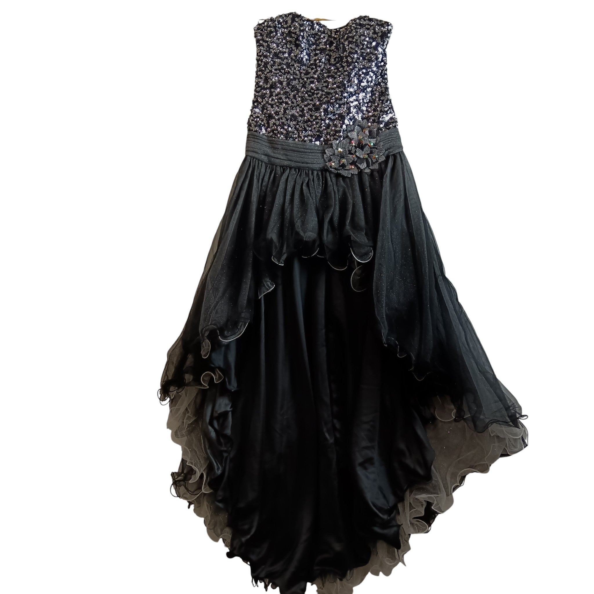 Front image for Studio 17 Hi-Low Tulle Glitter Black Sequined Top Dress UK 12- Tags On -Womenswear | Pre-loved