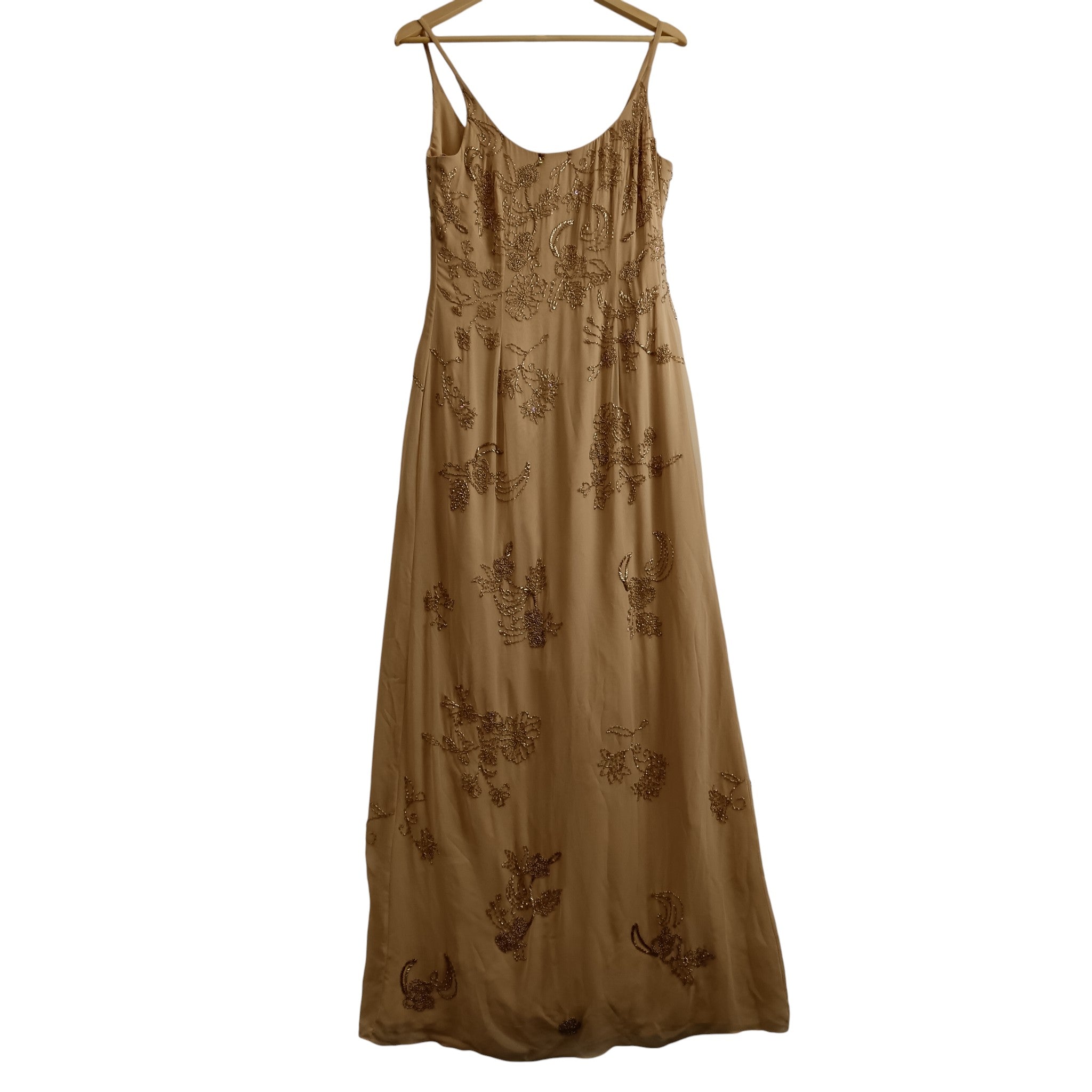 Front image for John Charles Embroidered Gold Beige Long Dress UK 12 -Tags On - Womenswear | Pre-loved