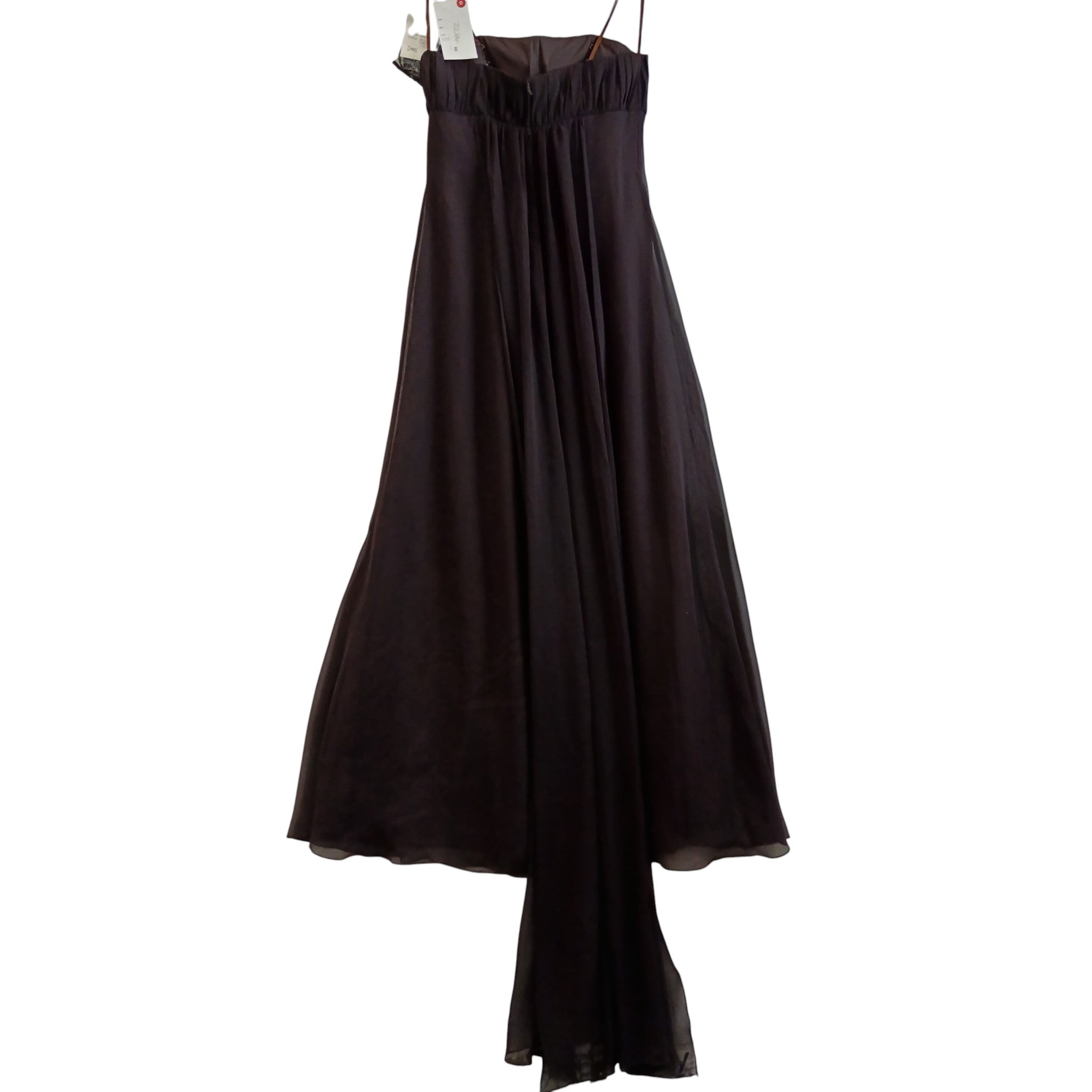 Back image for Ronald Joyce Full Length Evening Dress With Train Dark Brown UK 12