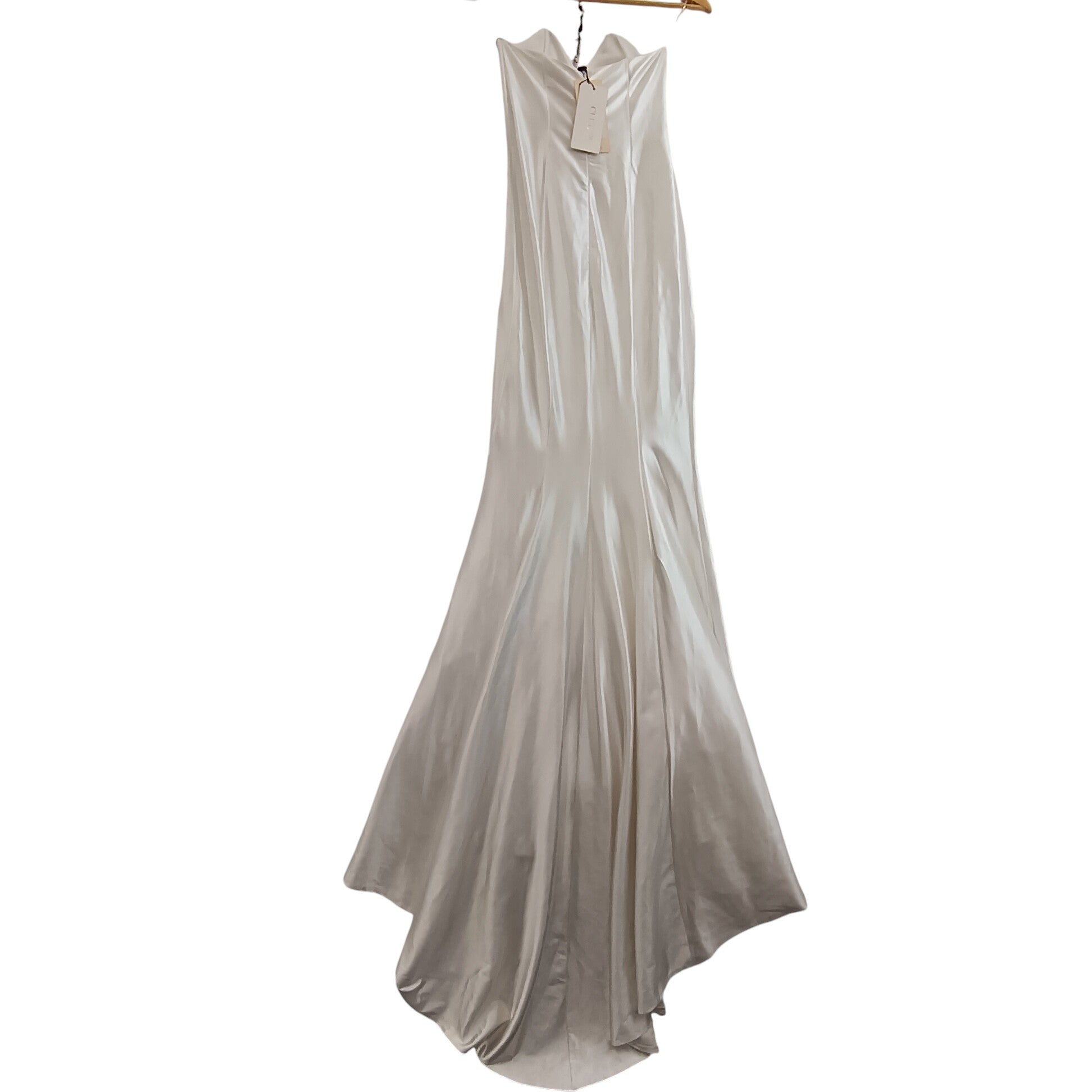 Back image for Ivory Satin Hi-low Draped Dress Strapless UK 6 -Tags On Womenswear | Pre-loved