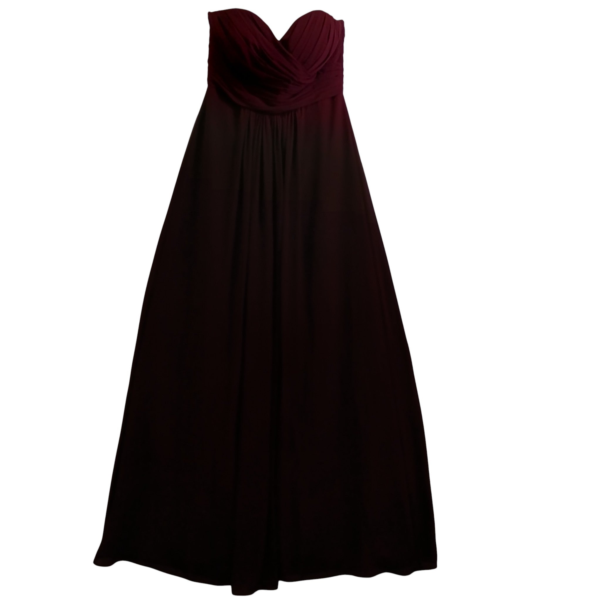 Front image for D'ZAGLE Burgundy Bridesmaid Full Length Strapless Dress UK 10 -Womenswear | Pre-loved