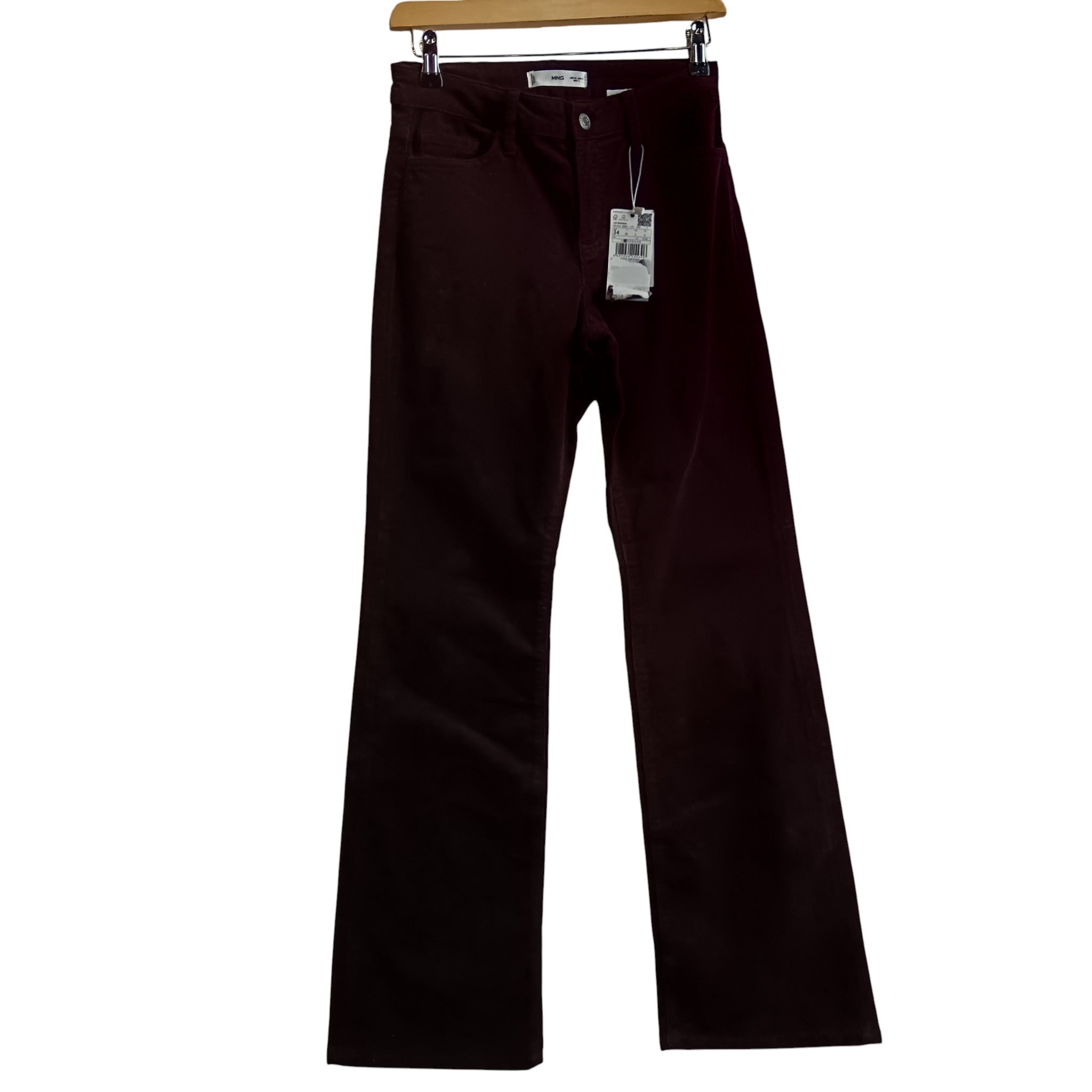 Front image for Mango Jeans Collection Burgundy Flare Women's Corduroys UK 6 - Tags On -Womenswear | Pre-loved
