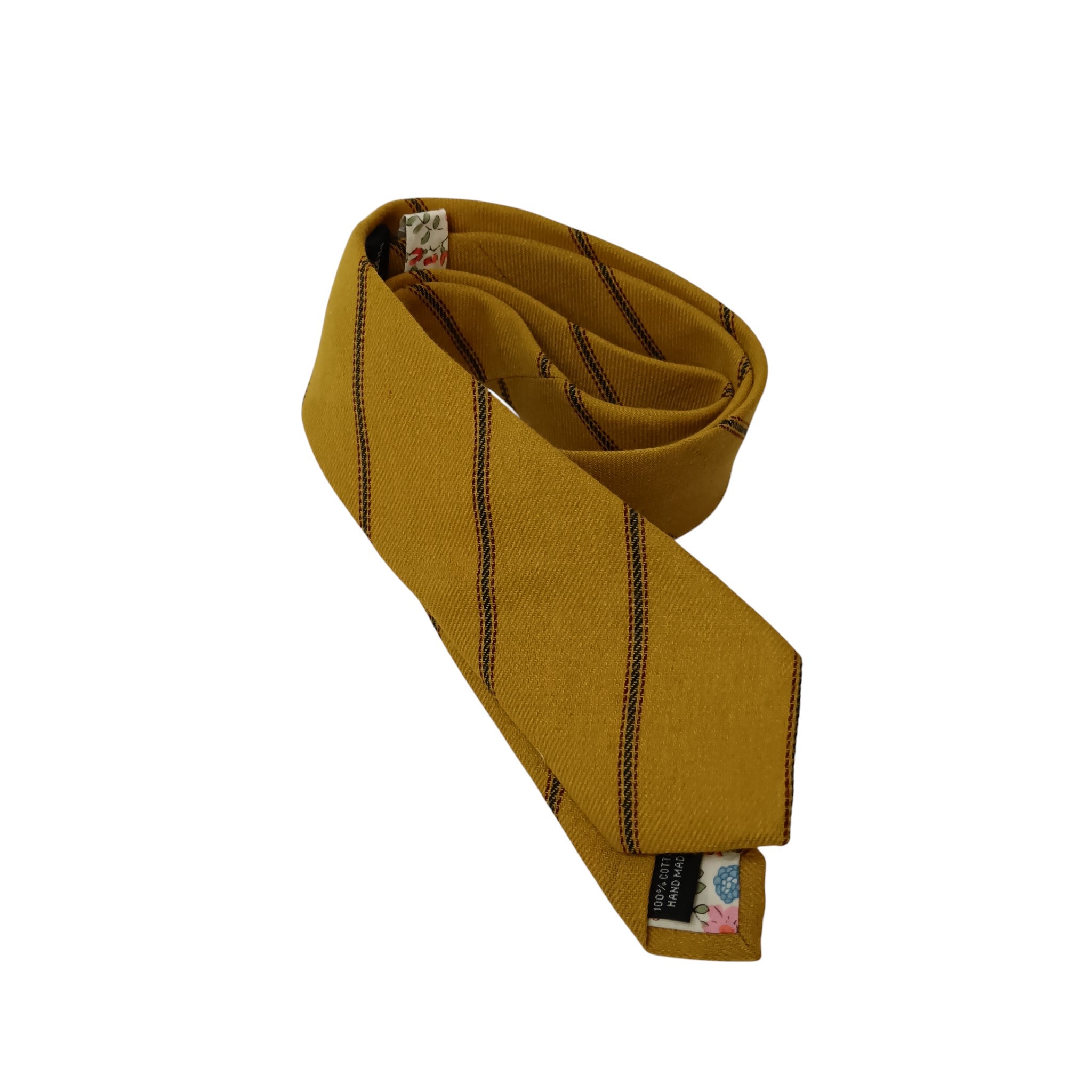 Product image for Frederick Thomas London Yellow Mustard Strappy Pattern Tie - Menswear | Pre-loved