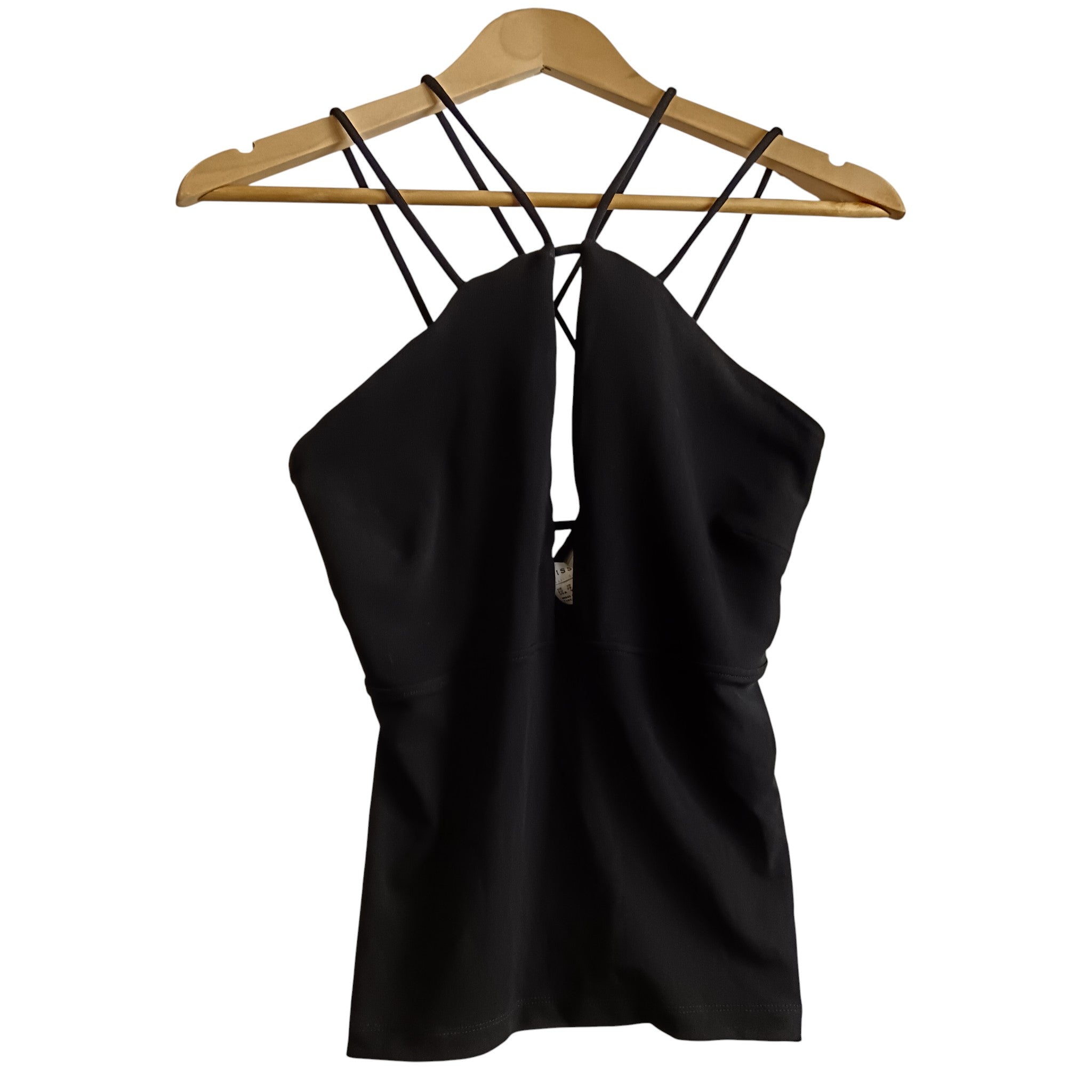 Front image for REISS "Raquel" Strappy Cros Front Black Women's Top UK UK 10 - Tags On - Womenswear | Pre-loved