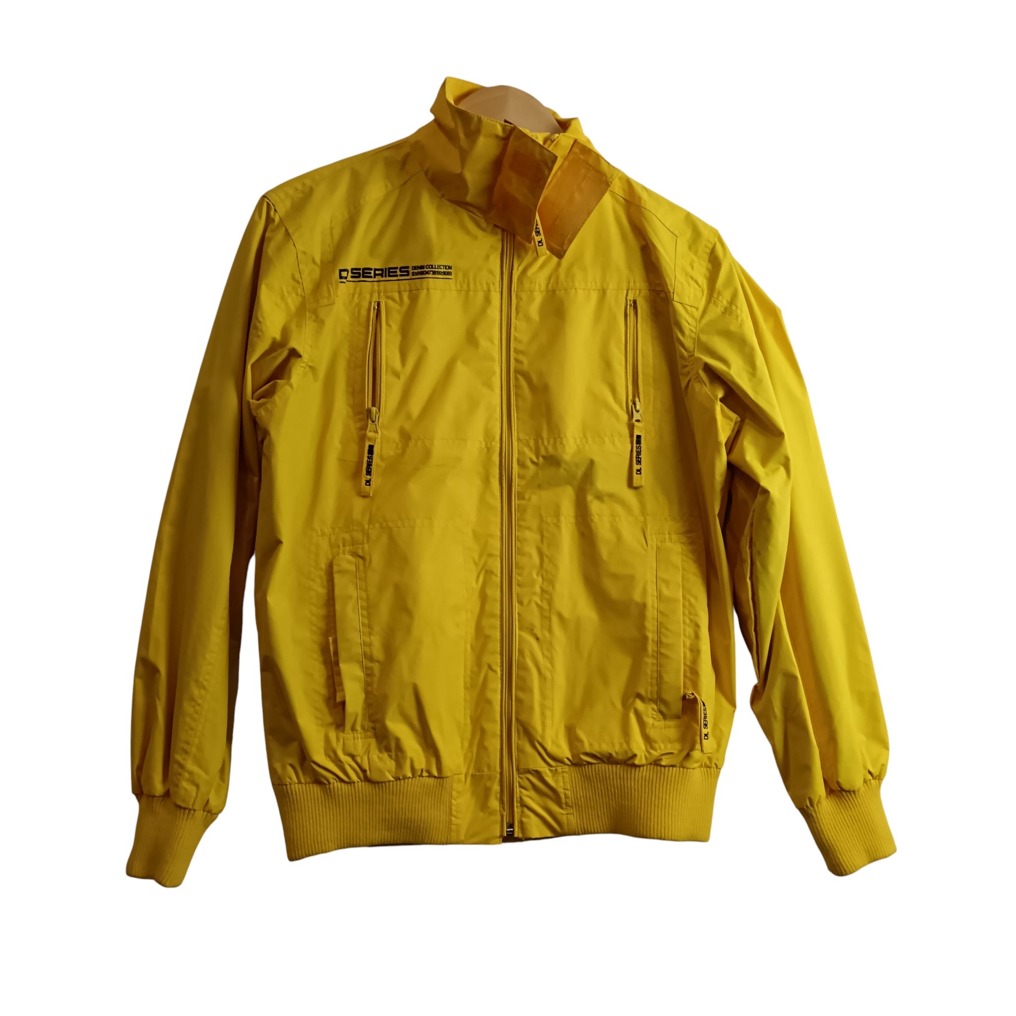 Front image for D L Series Bright Yellow Bomber Jacket For Men UK Medium- Menswear | Pre-loved