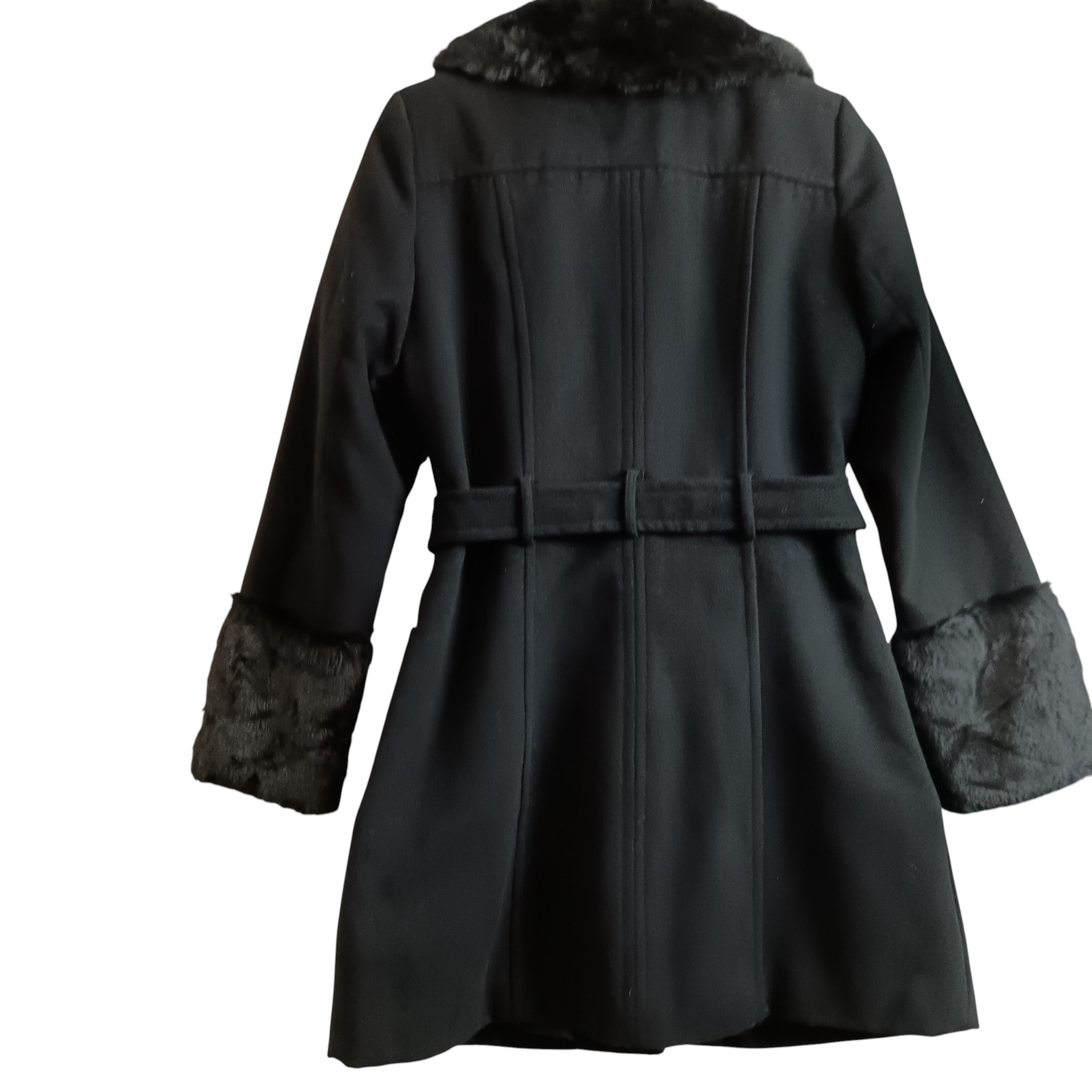 Back image for Rino & Pelle Black Women's Coat With Faux Fur Trim And Decorative Buckle Size 40 -Womenswear | Pre-loved