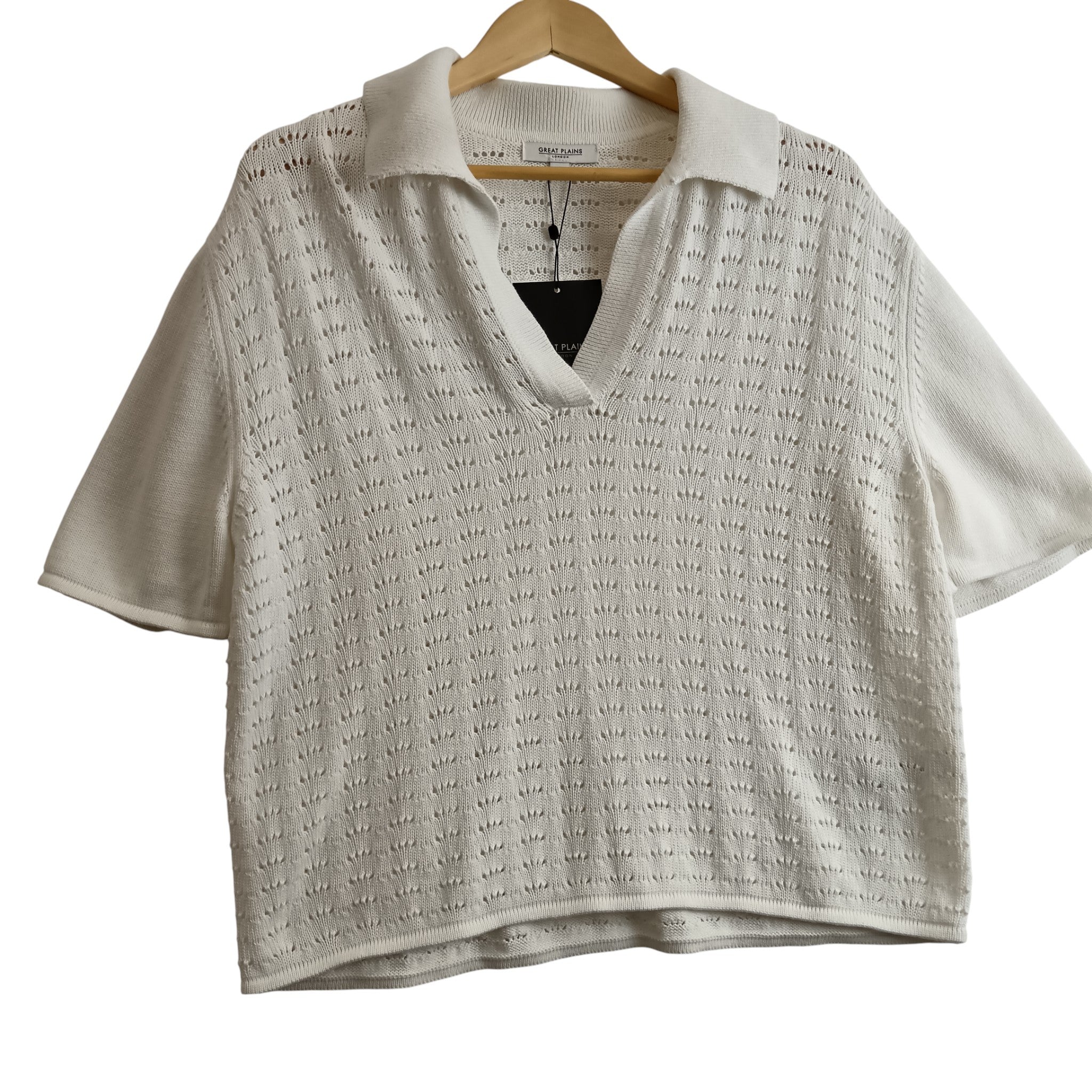 Front image for Great Plains Ladies Knitted White Top Collared UK Large -Tags On - Womenswear | Pre-loved
