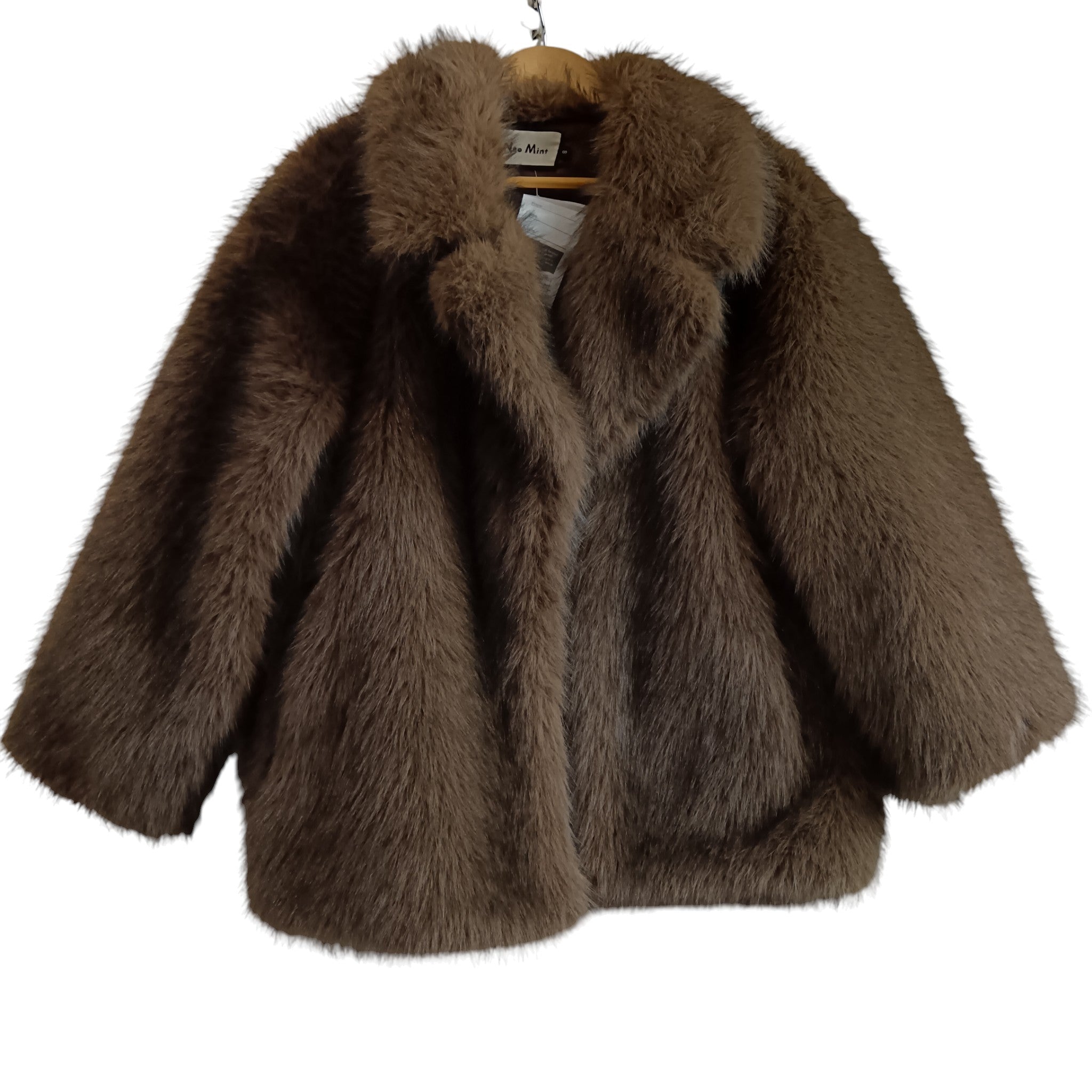 Front image for Neo Mint Faux Fur Dark Brown Ladies Coat UK 12-14 - Womenswear | Pre-loved