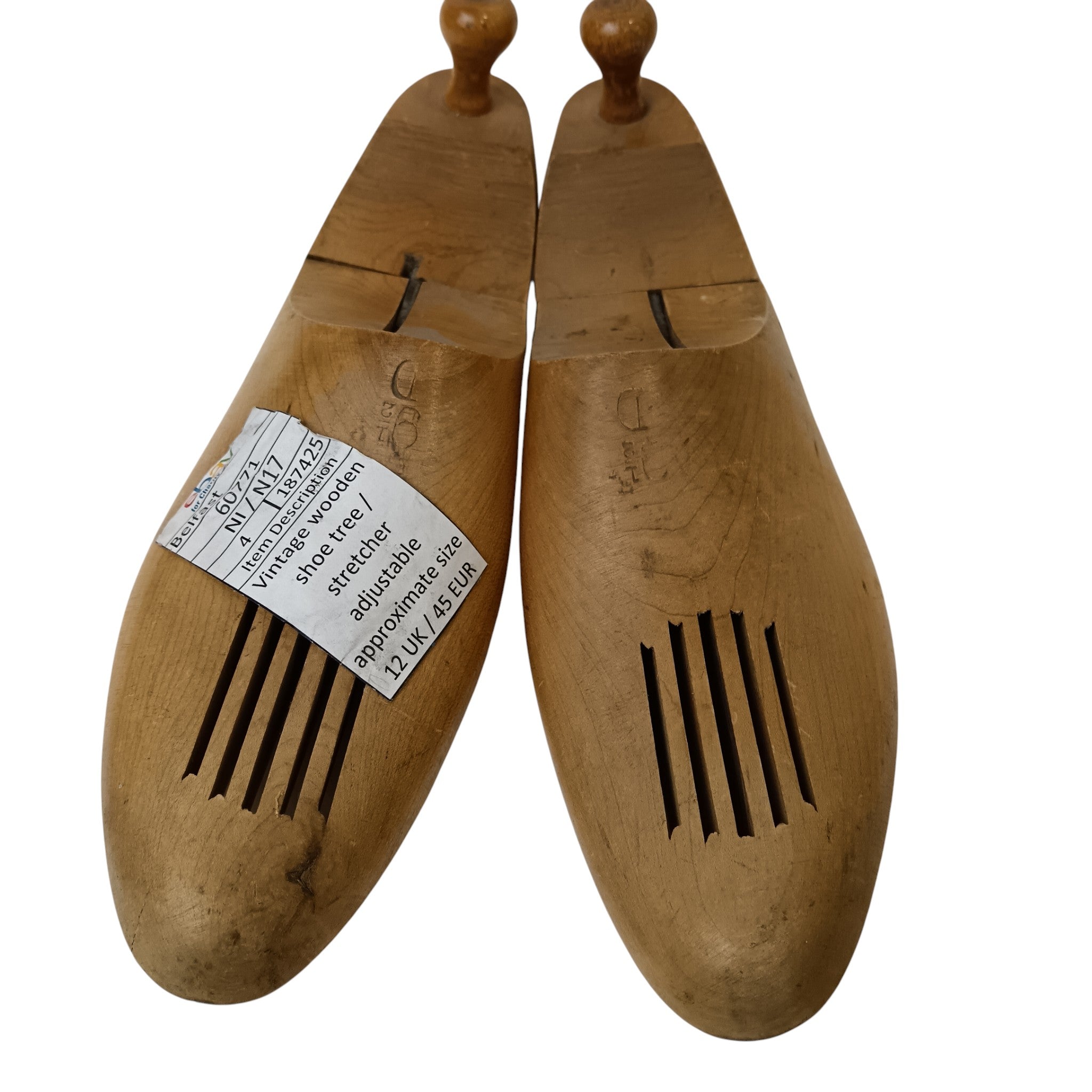 Front image for Antique Vintage Wooden Shoe Trees Stretcher Adjustable Size Large UK 12 EU 45 | Pre-loved