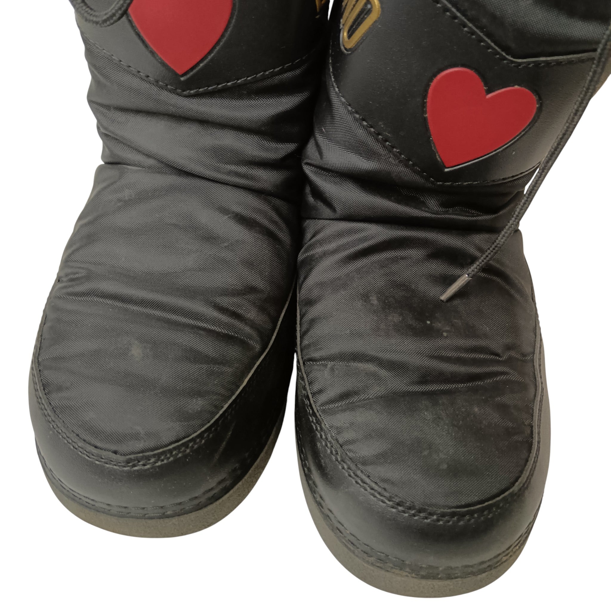 Close up image for Love Moschino Black Snow Boots Front Heart Women's UK 4-5 Womenswear | Pre-loved