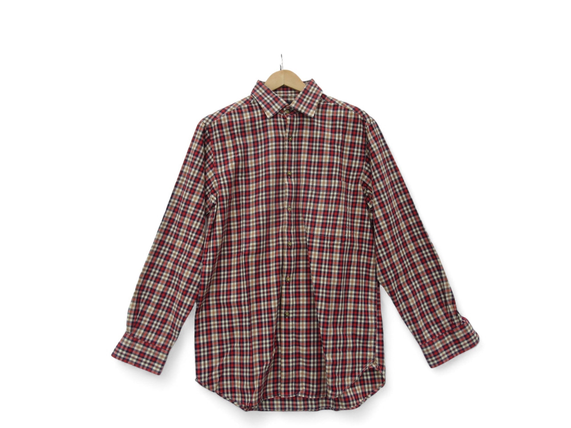 Front image for Viyella 16" Cotton Red Brown Check Shirt Menswear | Preloved