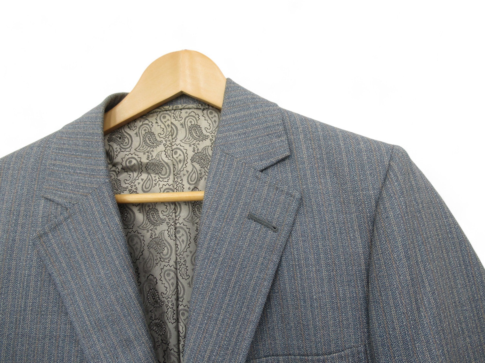 Close up jacket image for Reid & Taylor 40 Blue Grey 2 Piece Vintage Suit Menswear | Preloved