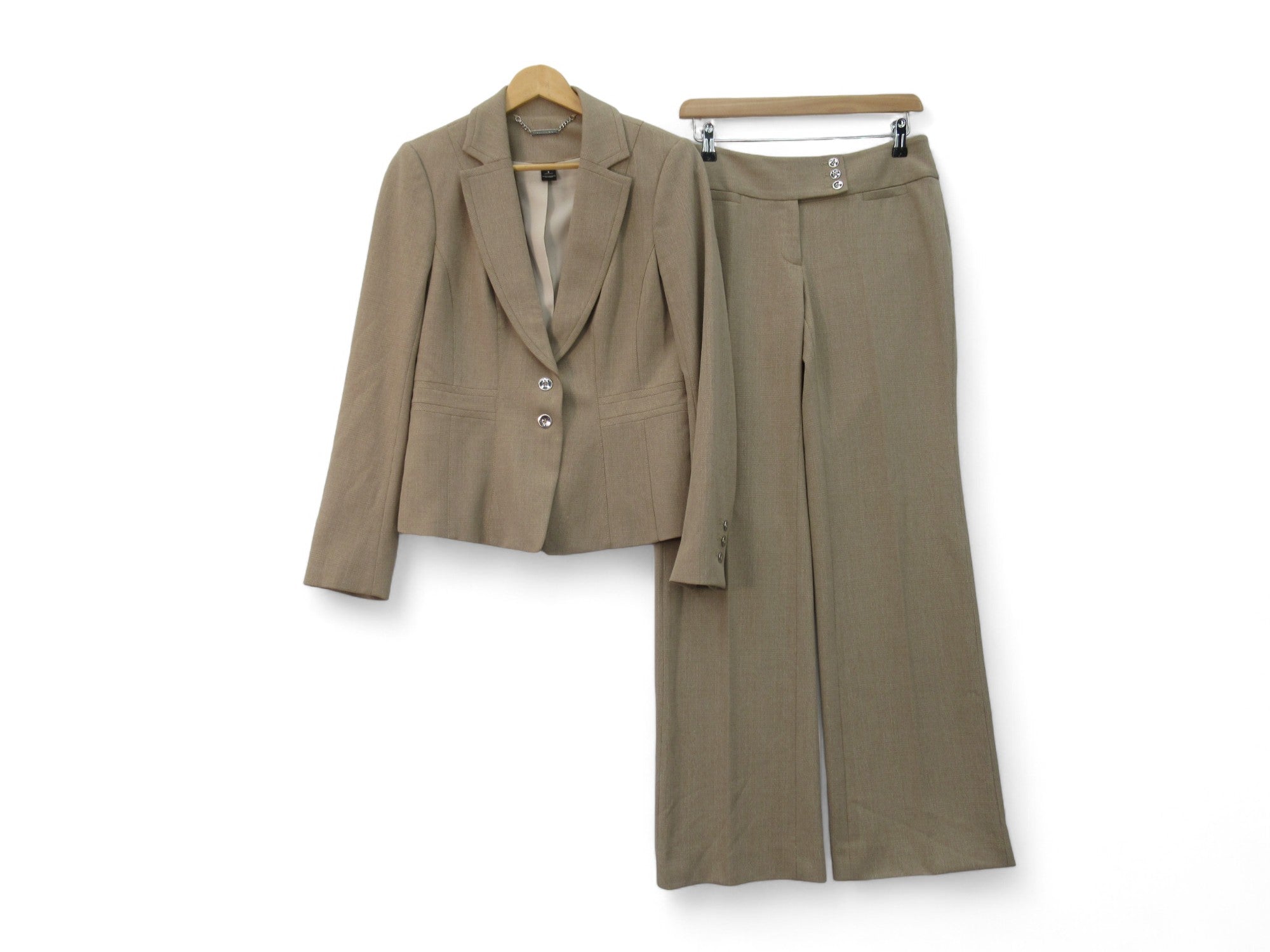 Front image for White Black Small Beige Trouser Suit Womenswear | Preloved