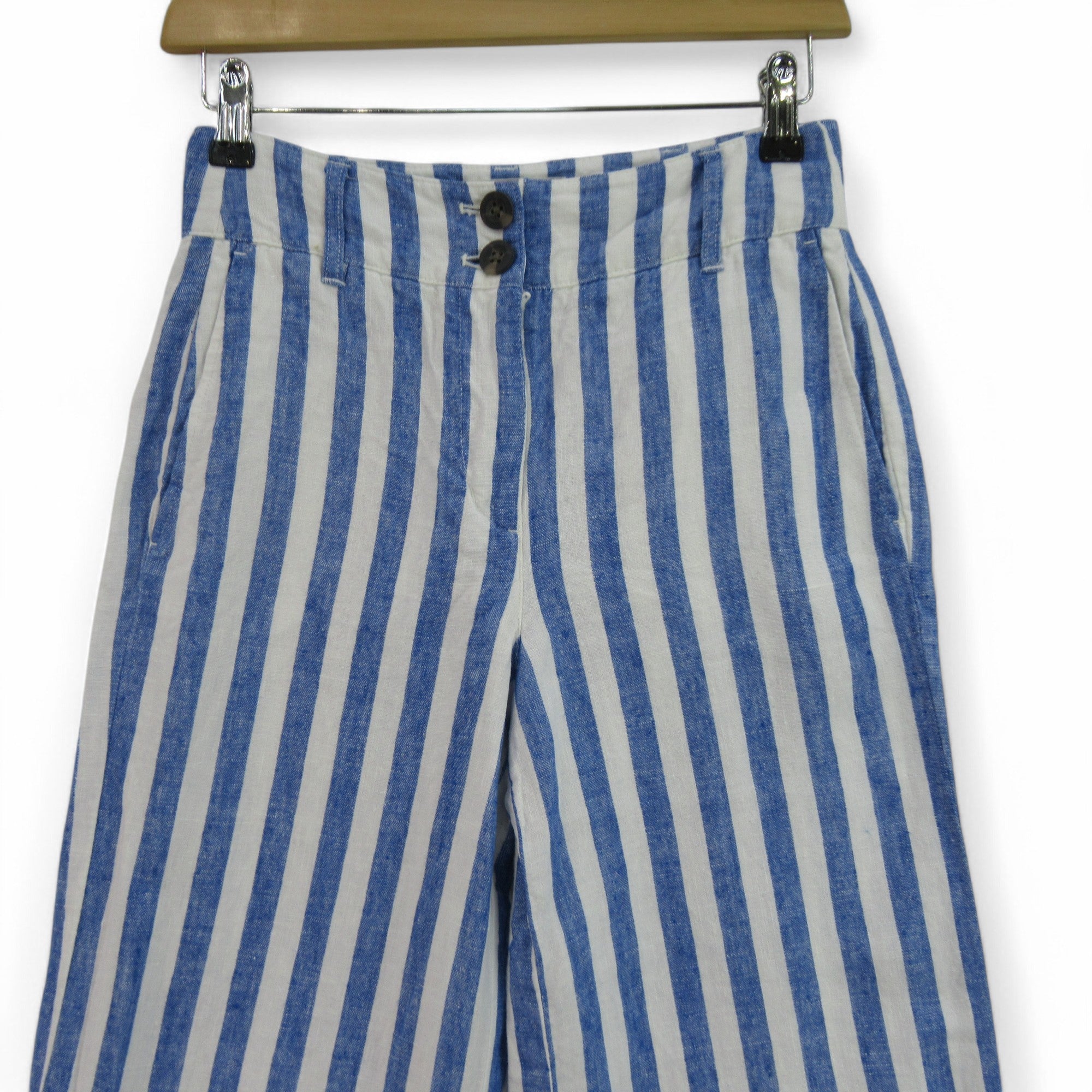 waist image for Boden Trousers UK 6P Blue White Striped Womenswear | Preloved