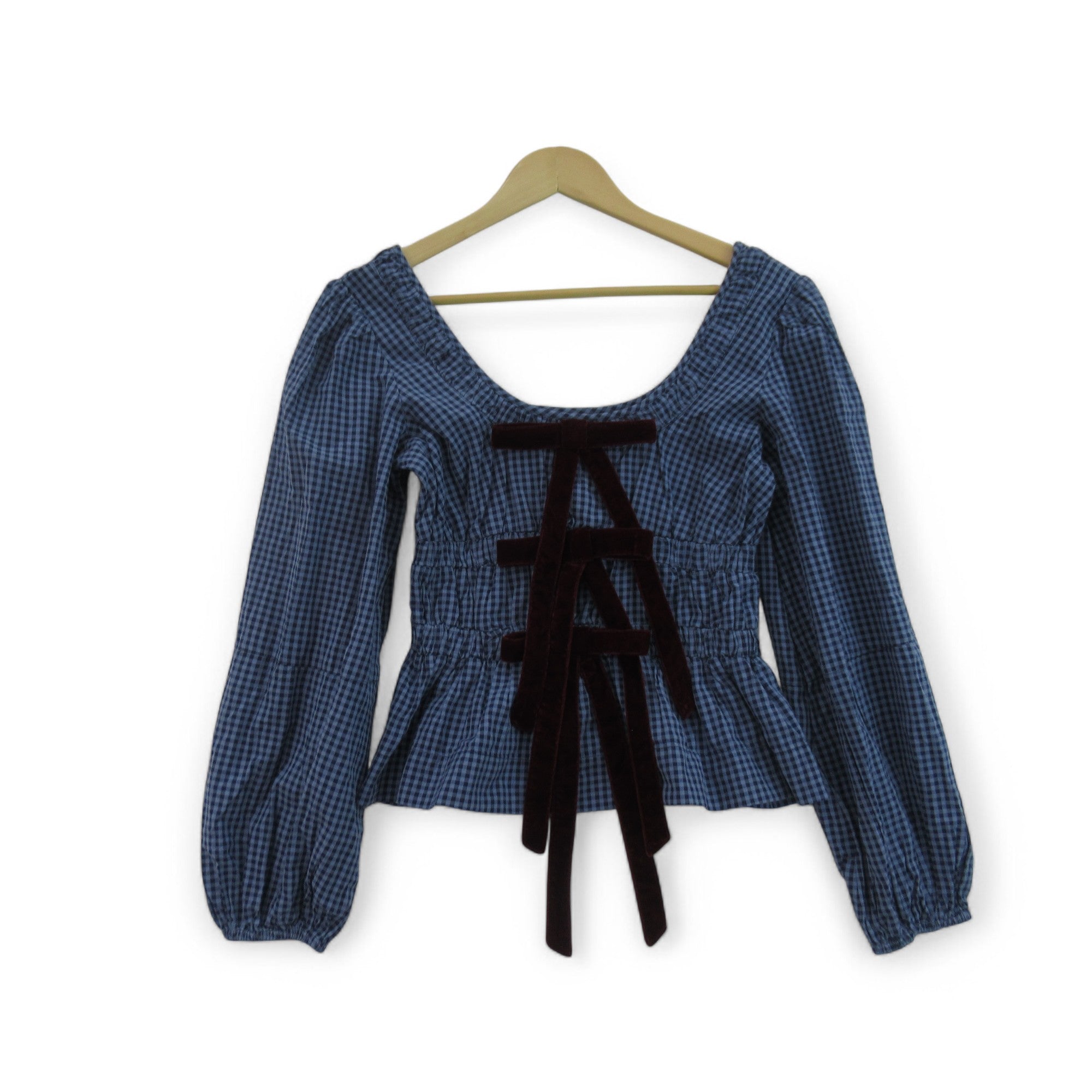 front image for Damson Madder Top UK 8 Blue Gingham Womenswear | Preloved
