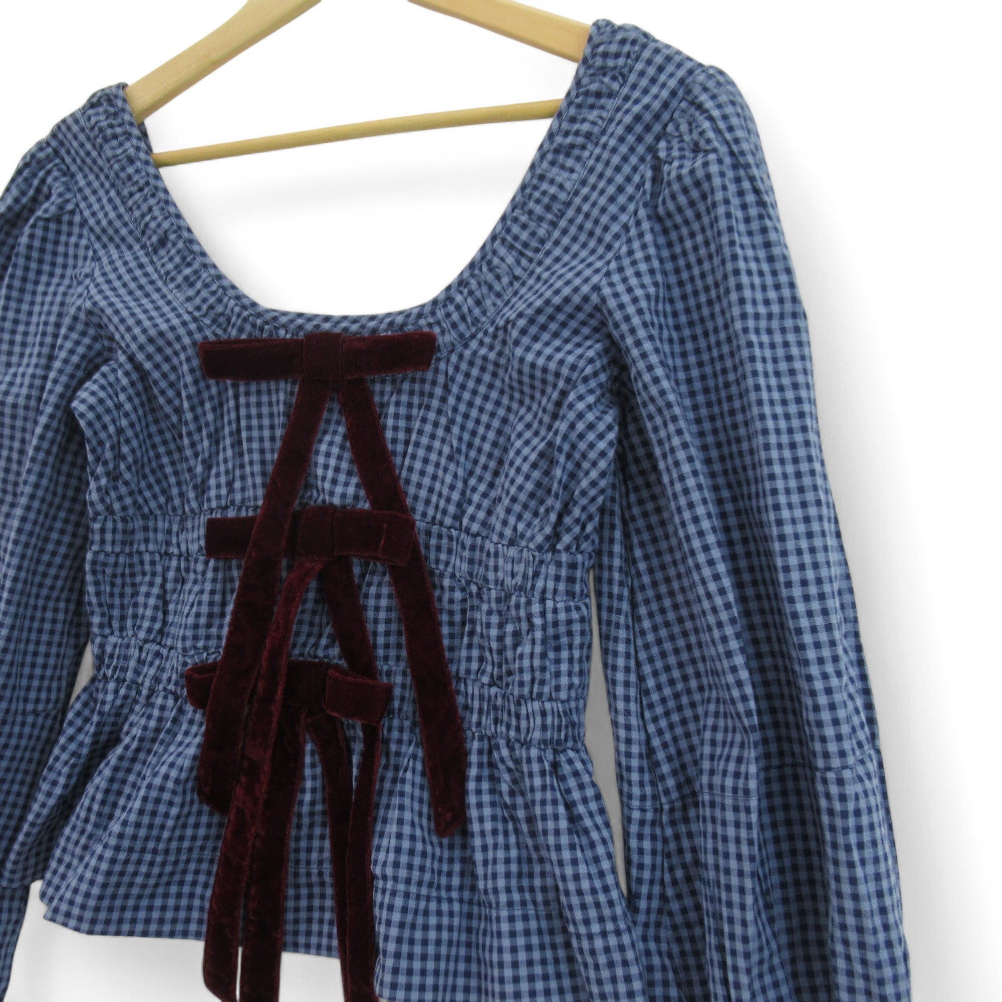 front image for Damson Madder Top UK 8 Blue Gingham Womenswear | Preloved