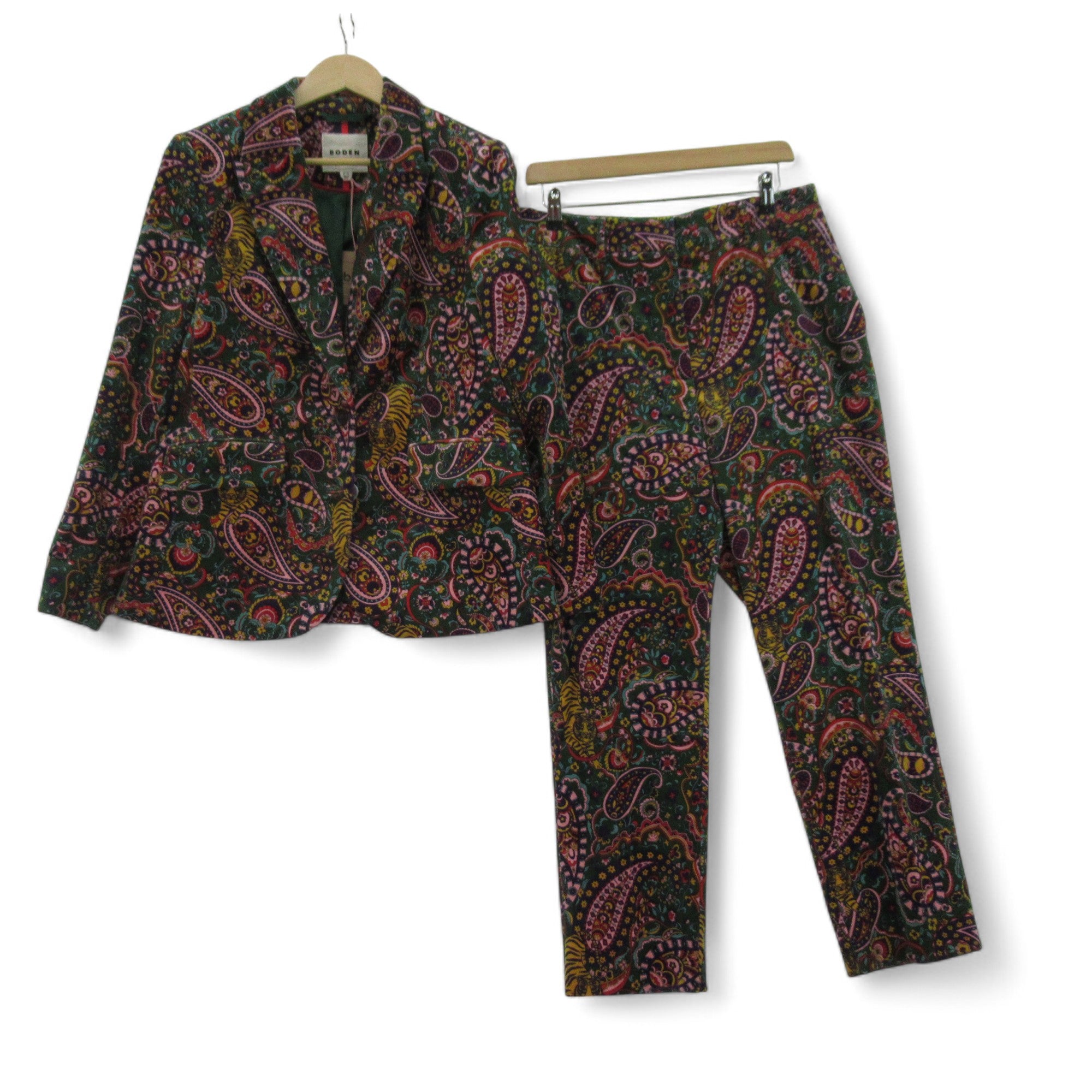 front image for Boden Velvet Trouser Suit 14-16 Paisley Womenswear | Preloved