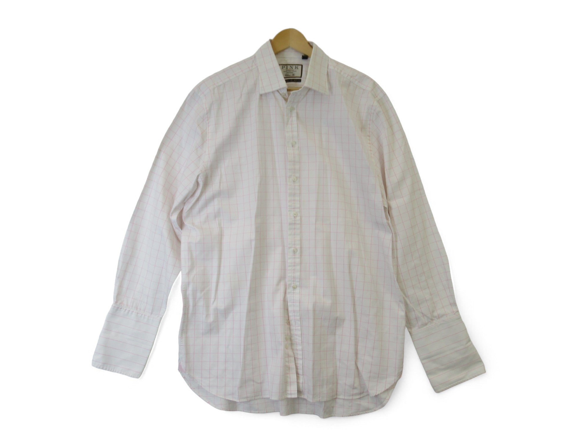 Front image for Thomas Pink White Pink Check 17.5" Formal Shirt Menswear | Preloved