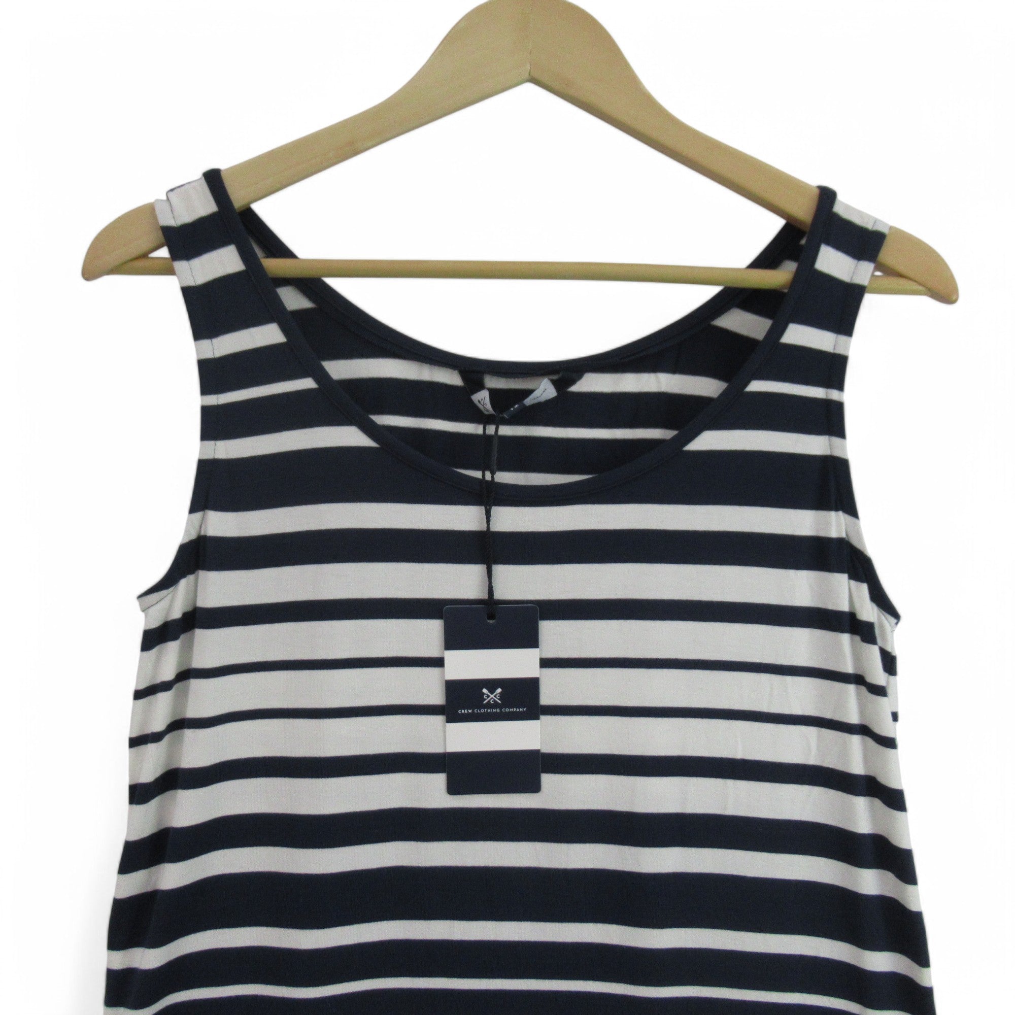 neck image for Crew Clothing Stripe Dress UK 12 Navy White Womenswear | Preloved