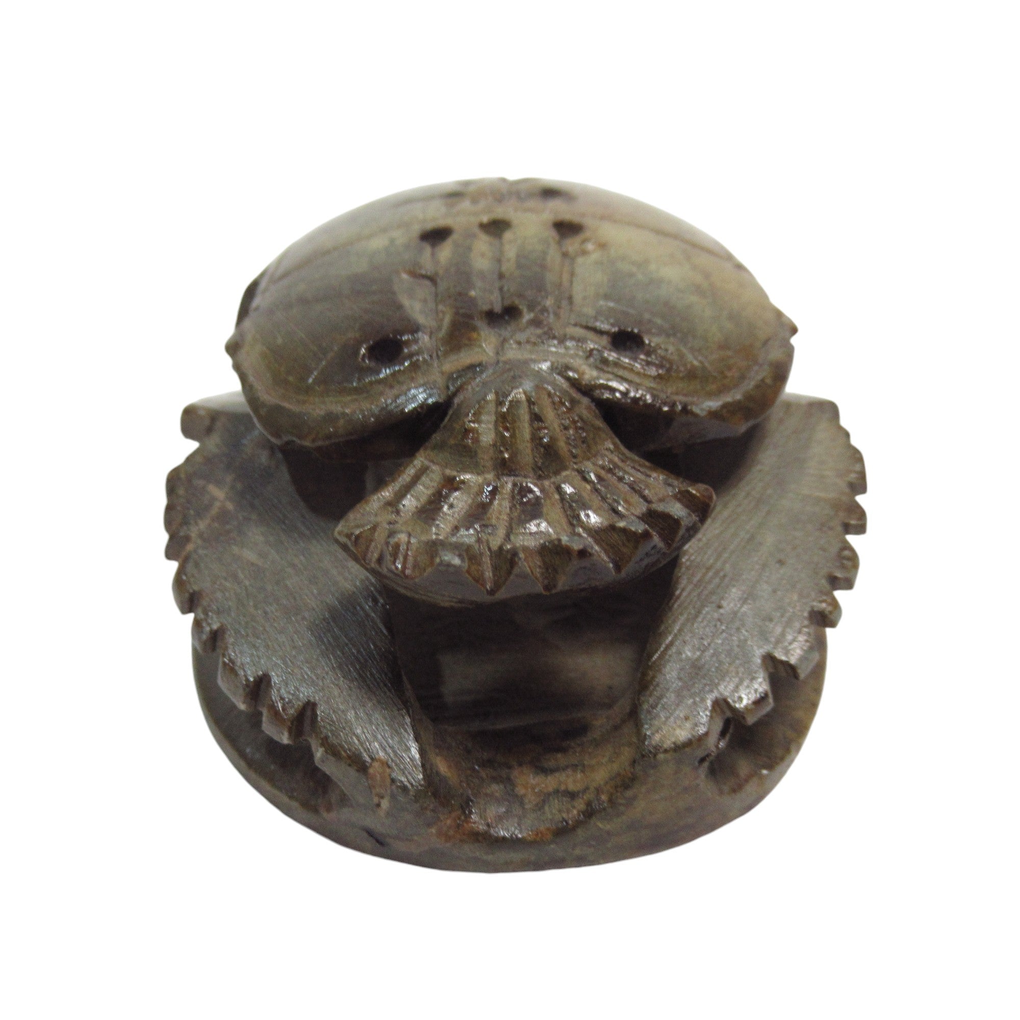 Front angle image of Scarab Beetle Egyptian Carved Stone Sculpture Figure 8.5cm