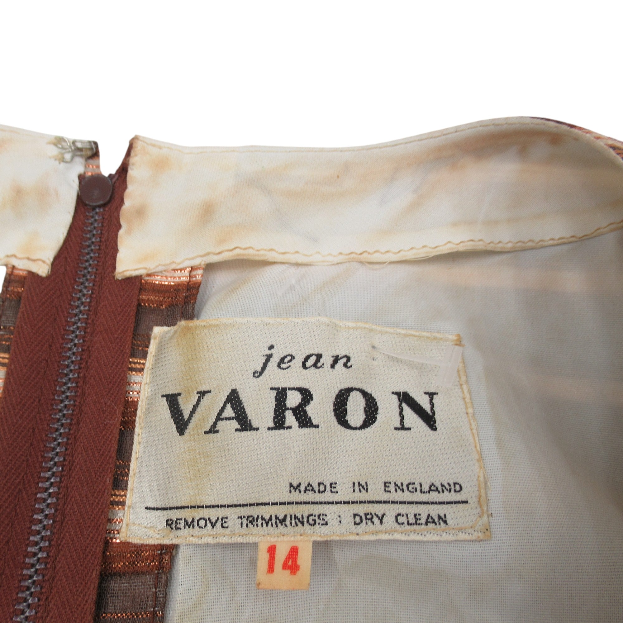 label image for Jean Varon Vintage Dress UK 14 Brown Gold Womenswear | Pre-loved
