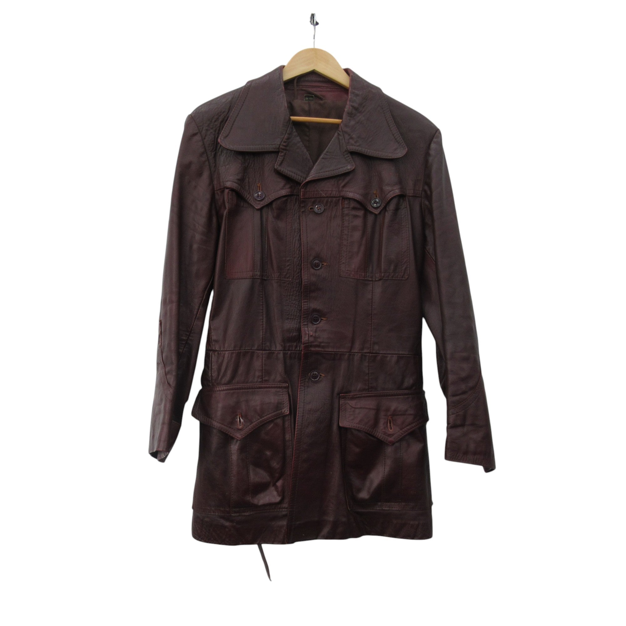 Vintage 1970s Leather Jacket 42 Oxblood Red Menswear Pre-loved