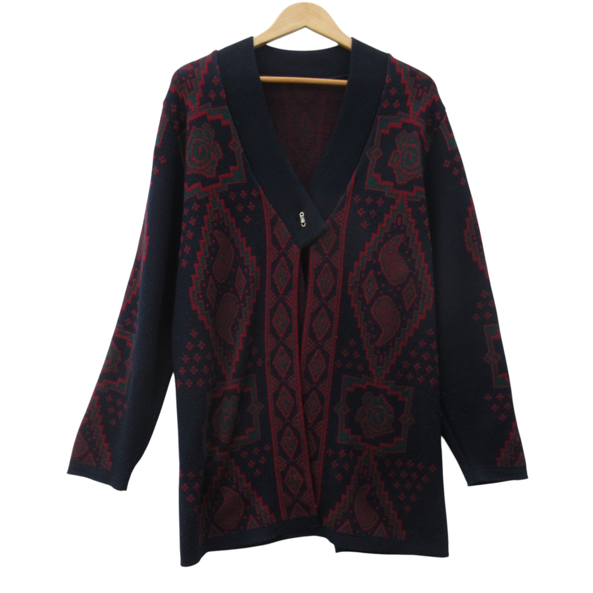 front image for Laivie Denmark Vintage Cardigan Large Blue Red Womenswear | Pre-loved
