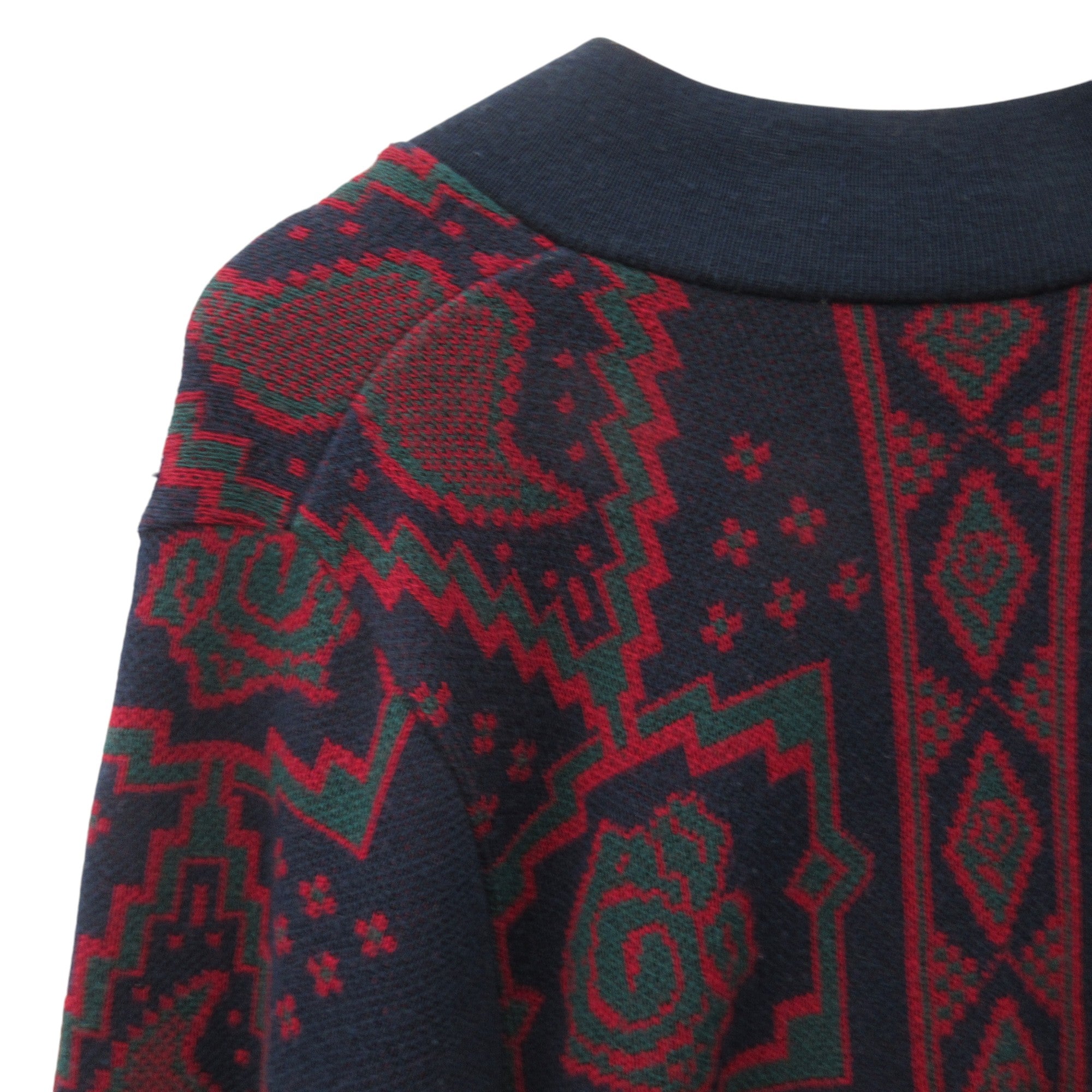 shoulder image for Laivie Denmark Vintage Cardigan Large Blue Red Womenswear | Pre-loved